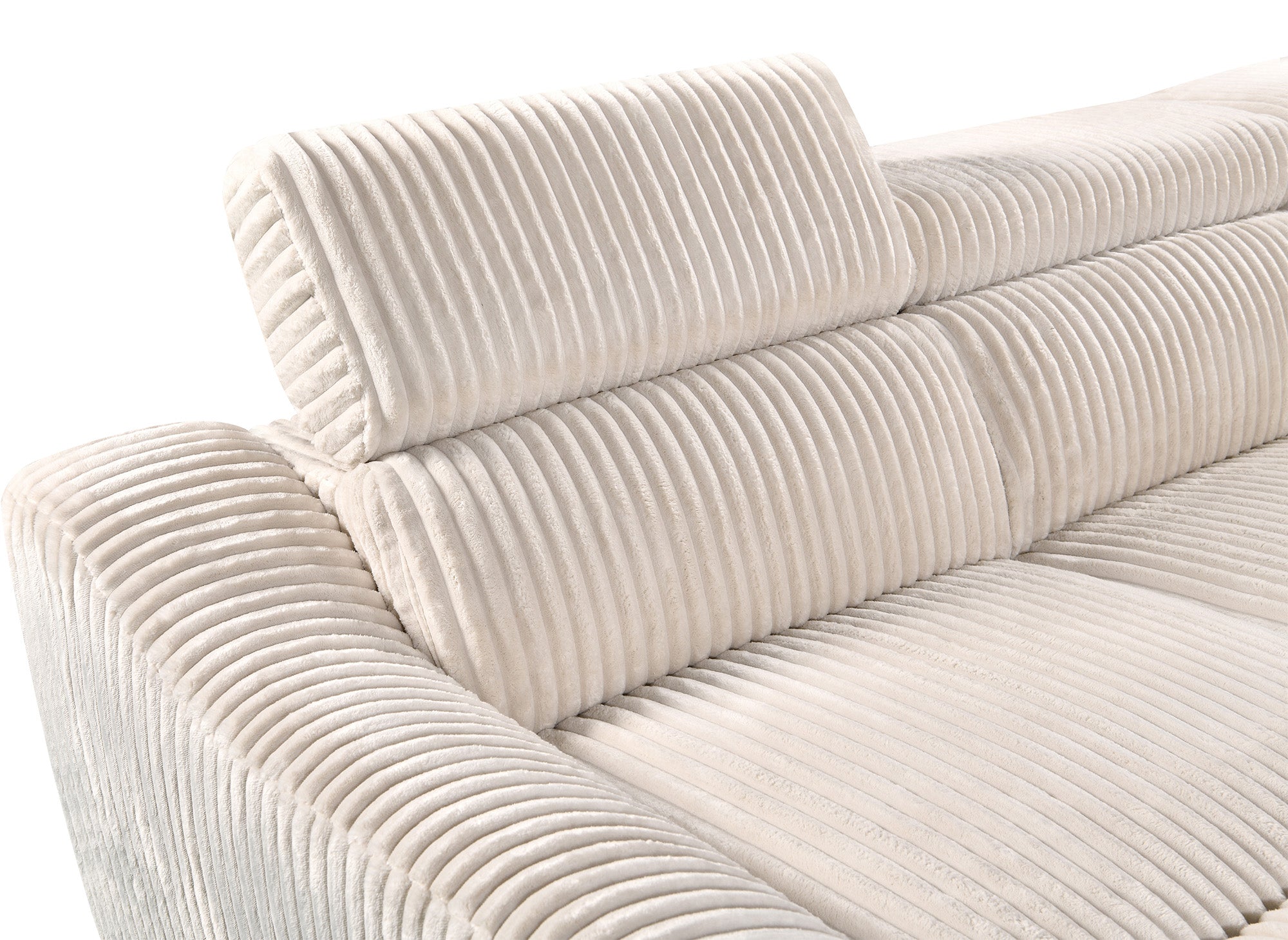 Sofá esquinero convertible DALTON con almacenaje en pana gruesa color beige - Esquinero derecho