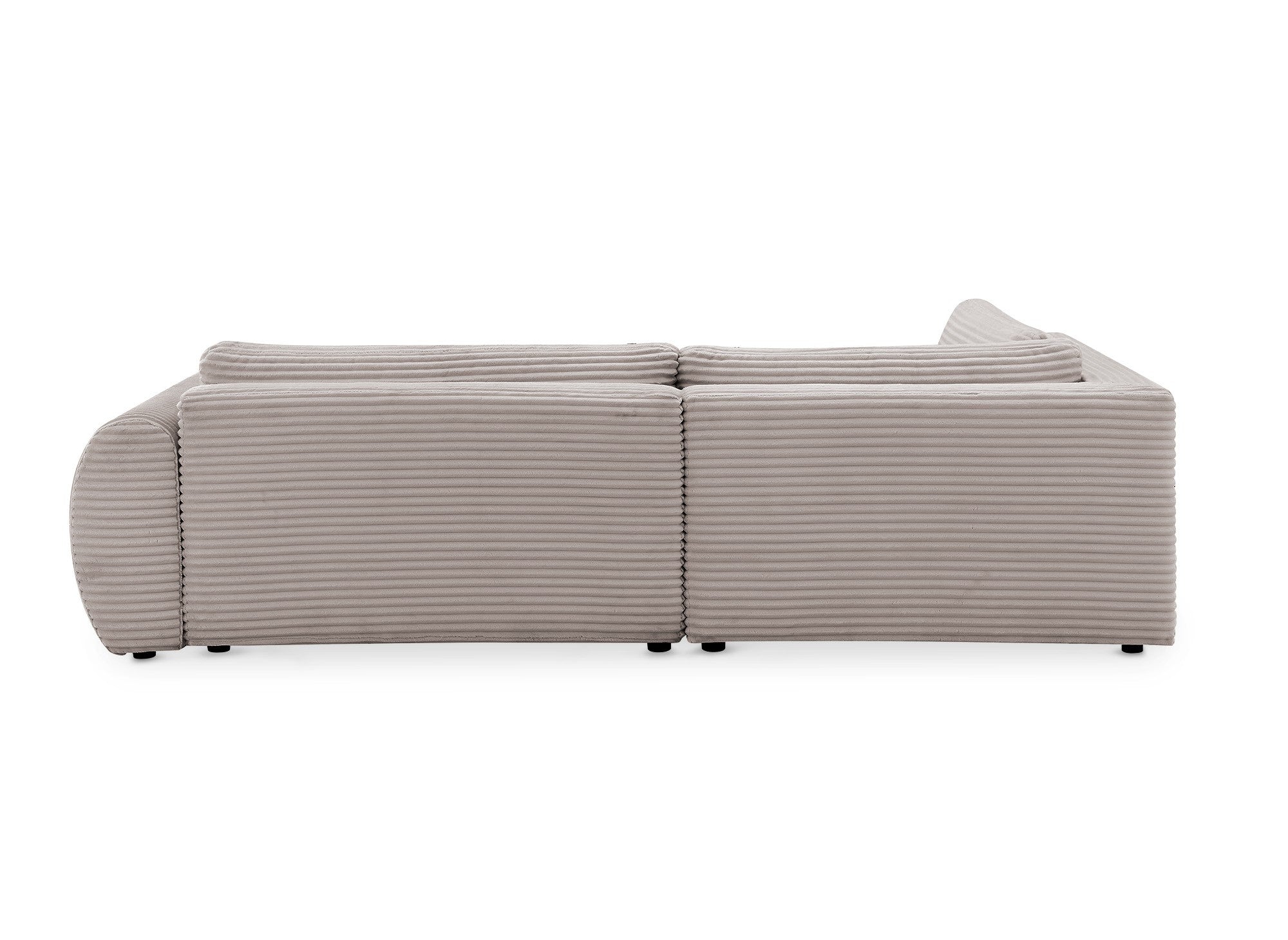 Sofá cama esquinero TILDA con chaise longue y almacenaje en suave color topo acanalado - Esquina izquierda