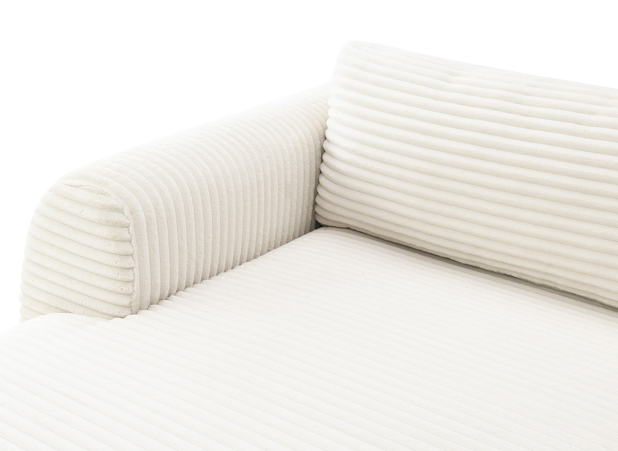 Sofá cama panorámico convertible TILDA con almacenaje en terciopelo de pana beige - Esquina derecha