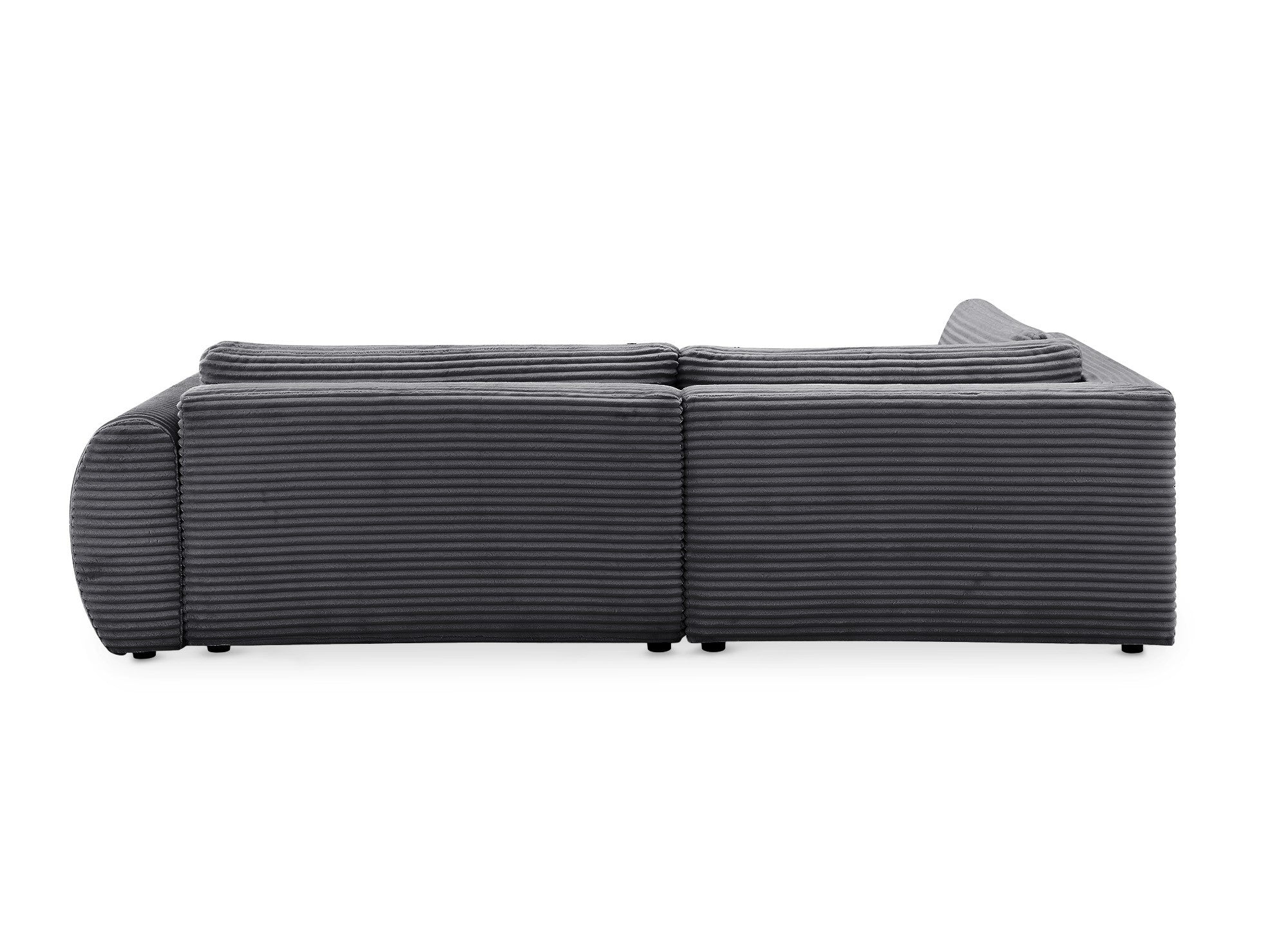 Sofá cama esquinero TILDA con chaise longue y almacenaje en tejido acanalado gris suave - Esquina izquierda