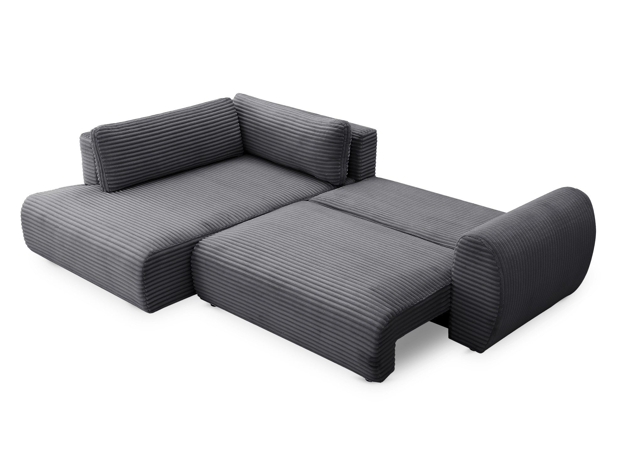 Sofá cama esquinero TILDA con chaise longue y almacenaje en tejido acanalado gris suave - Esquina izquierda