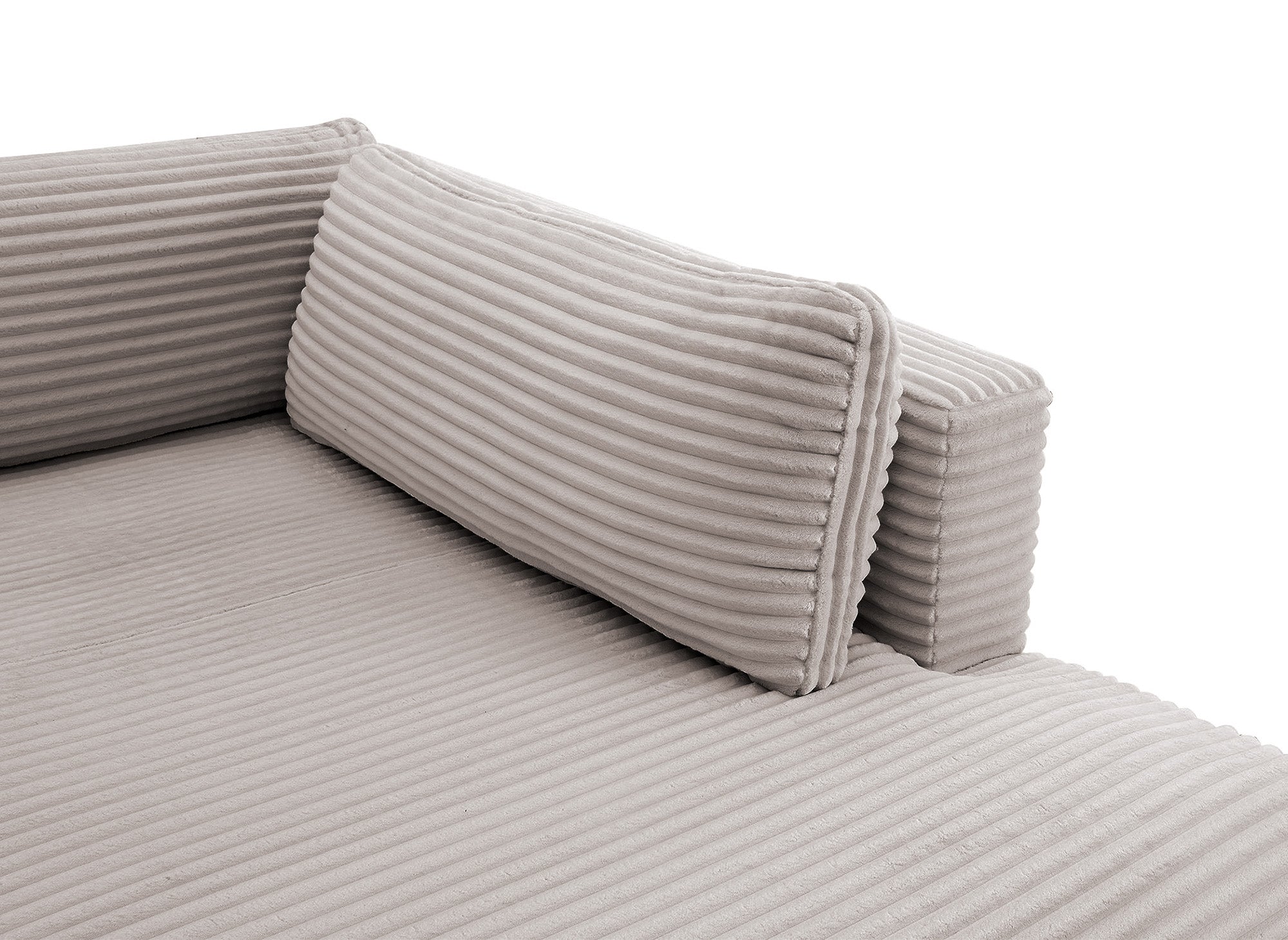 Sofá cama panorámico convertible TILDA con almacenaje en terciopelo de pana color topo - Esquina derecha