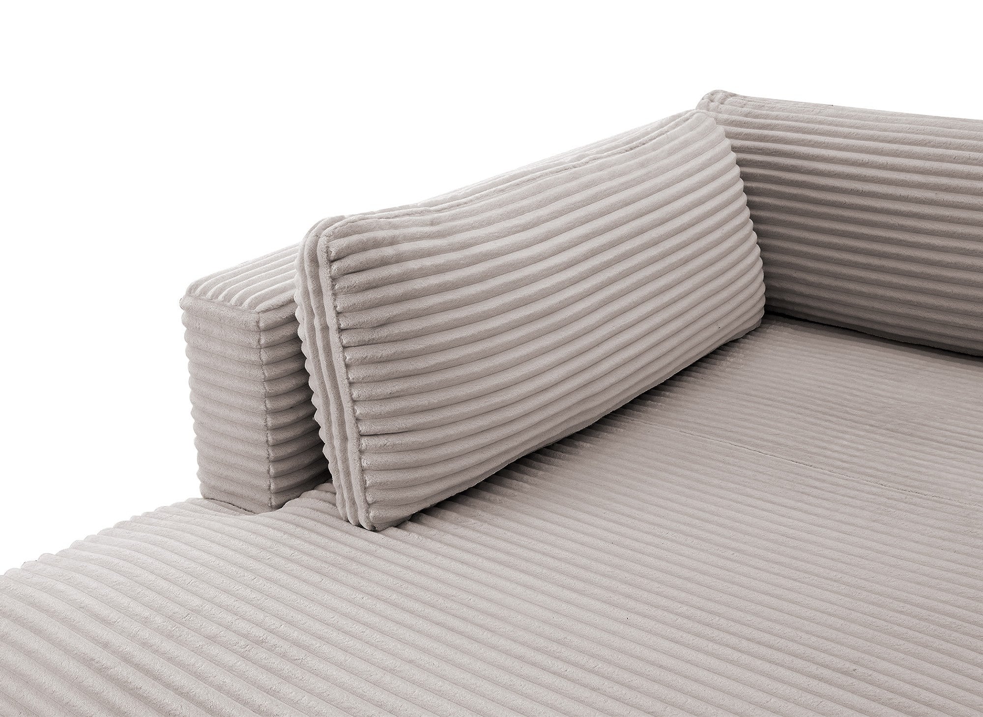 Sofá cama panorámico convertible TILDA con almacenaje en terciopelo de pana color topo - Esquina izquierda