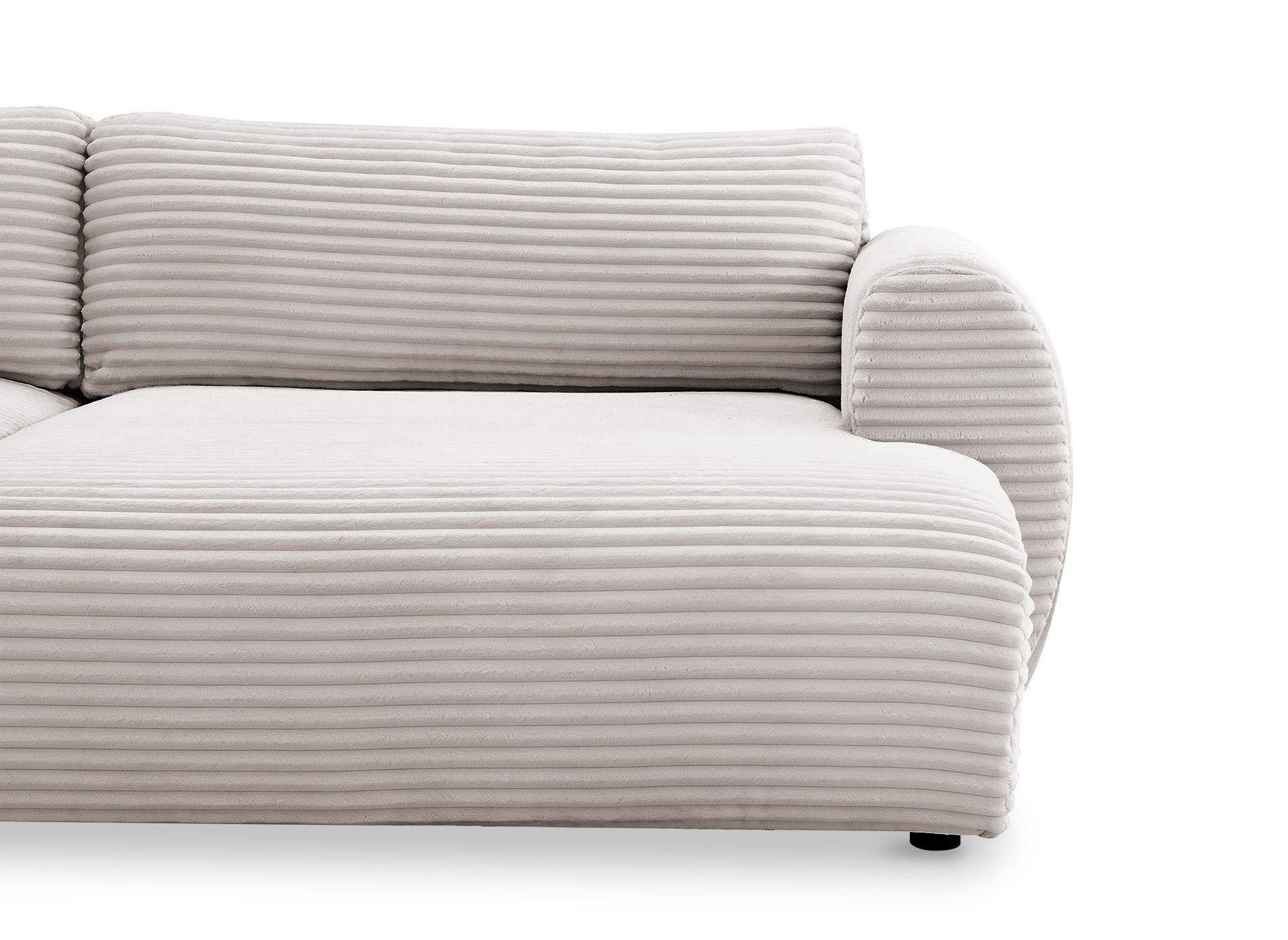 Sofá cama panorámico convertible TILDA con almacenaje en terciopelo de pana color topo - Esquina izquierda