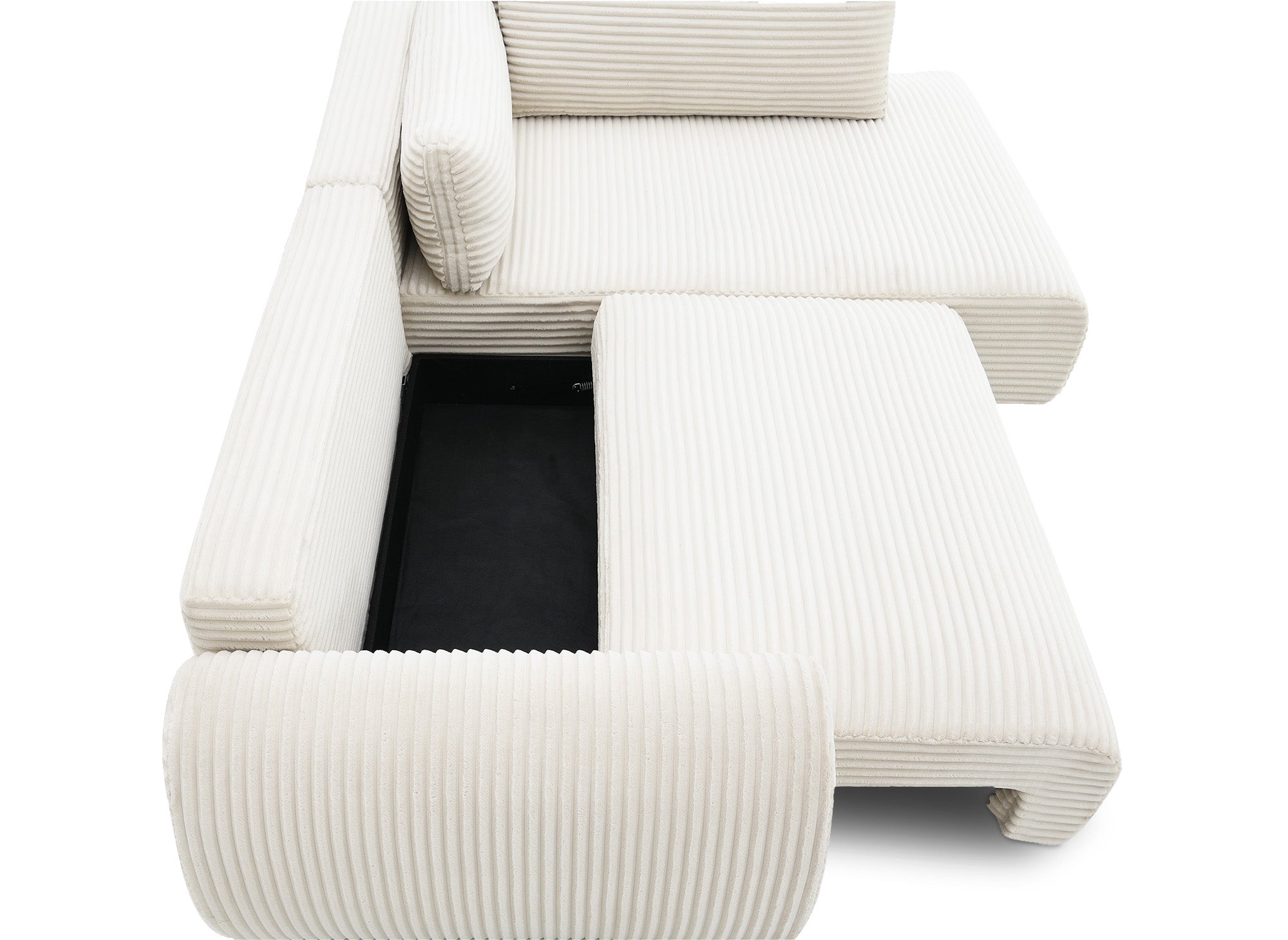 Sofá esquinero convertible TILDA con chaise longue y almacenaje en suave tejido acanalado beige - Esquinero derecho