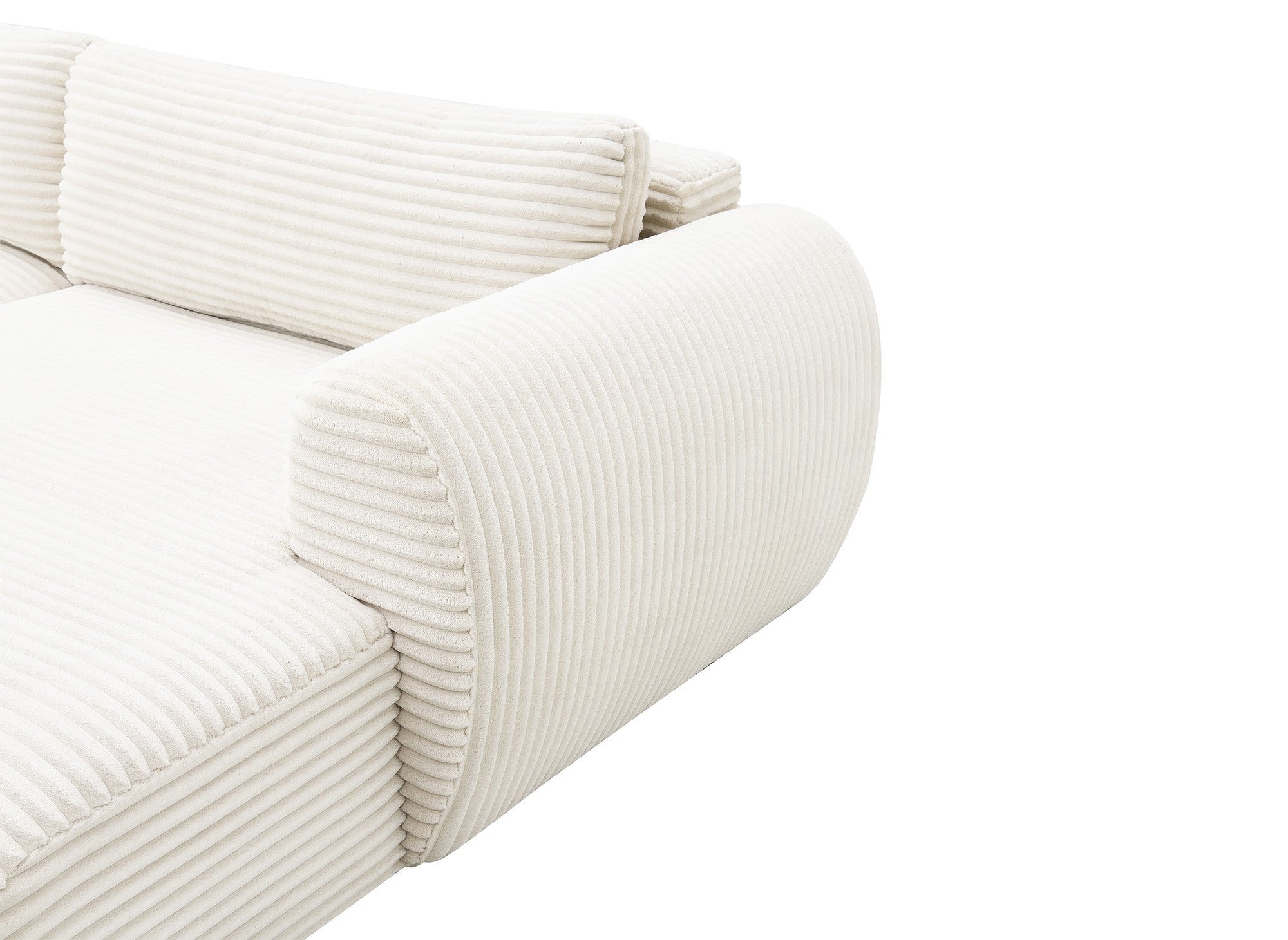 Sofá cama panorámico convertible TILDA con almacenaje en terciopelo de pana beige - Esquina izquierda