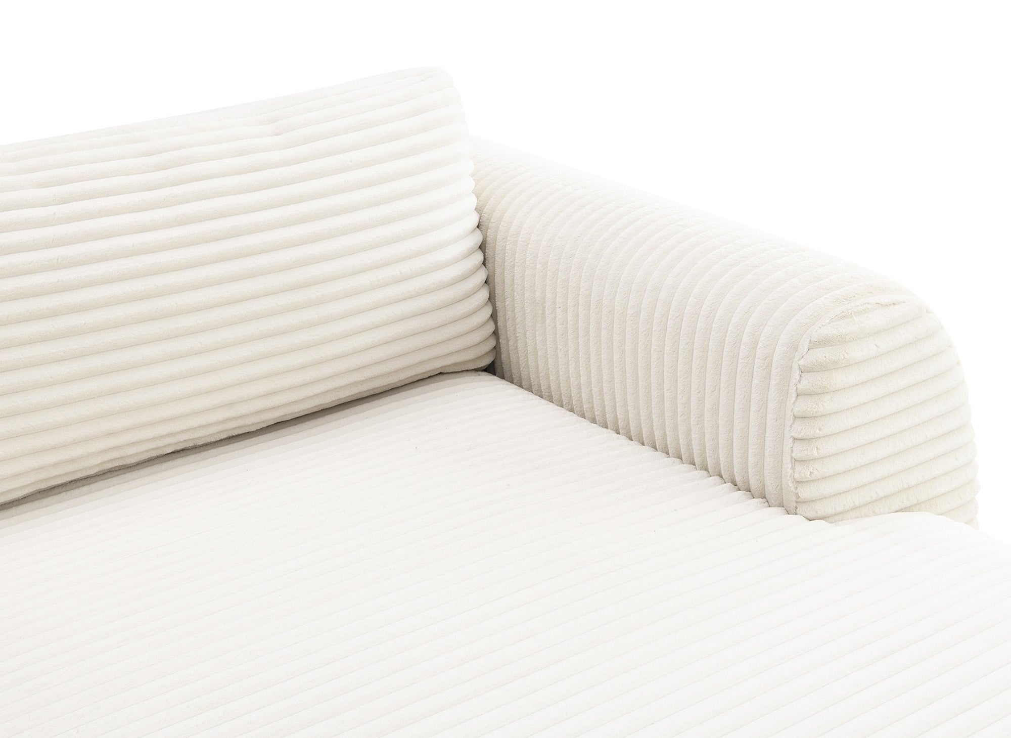 Sofá cama panorámico convertible TILDA con almacenaje en terciopelo de pana beige - Esquina izquierda