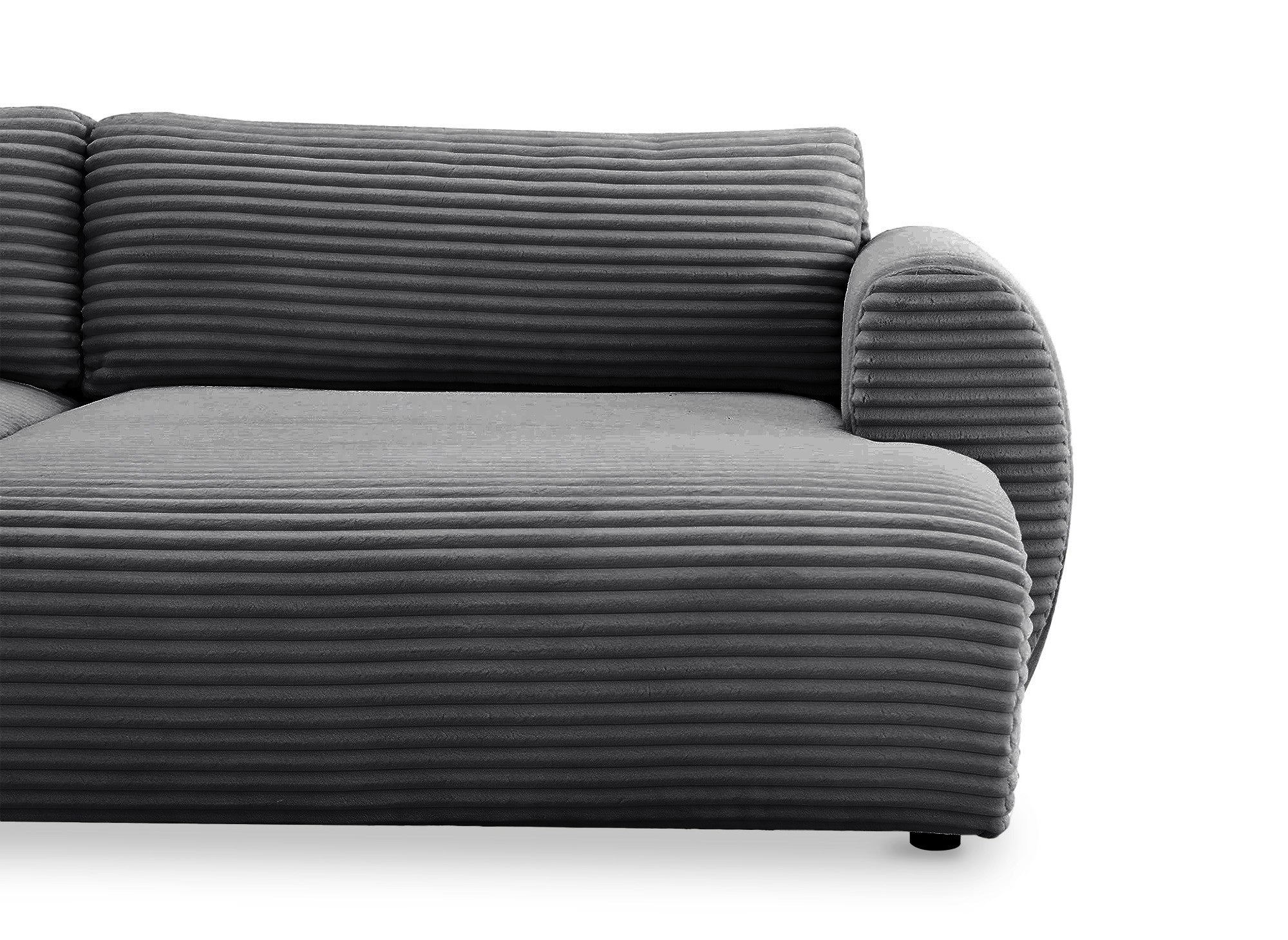 Sofá cama panorámico convertible TILDA con almacenaje en terciopelo gris pana - Esquina izquierda