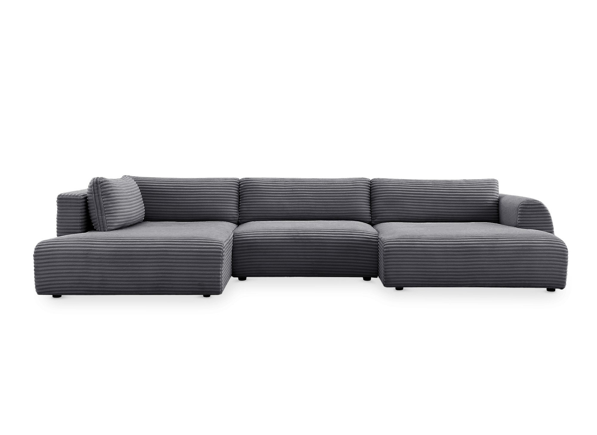 Sofá cama panorámico convertible TILDA con almacenaje en terciopelo gris pana - Esquina izquierda