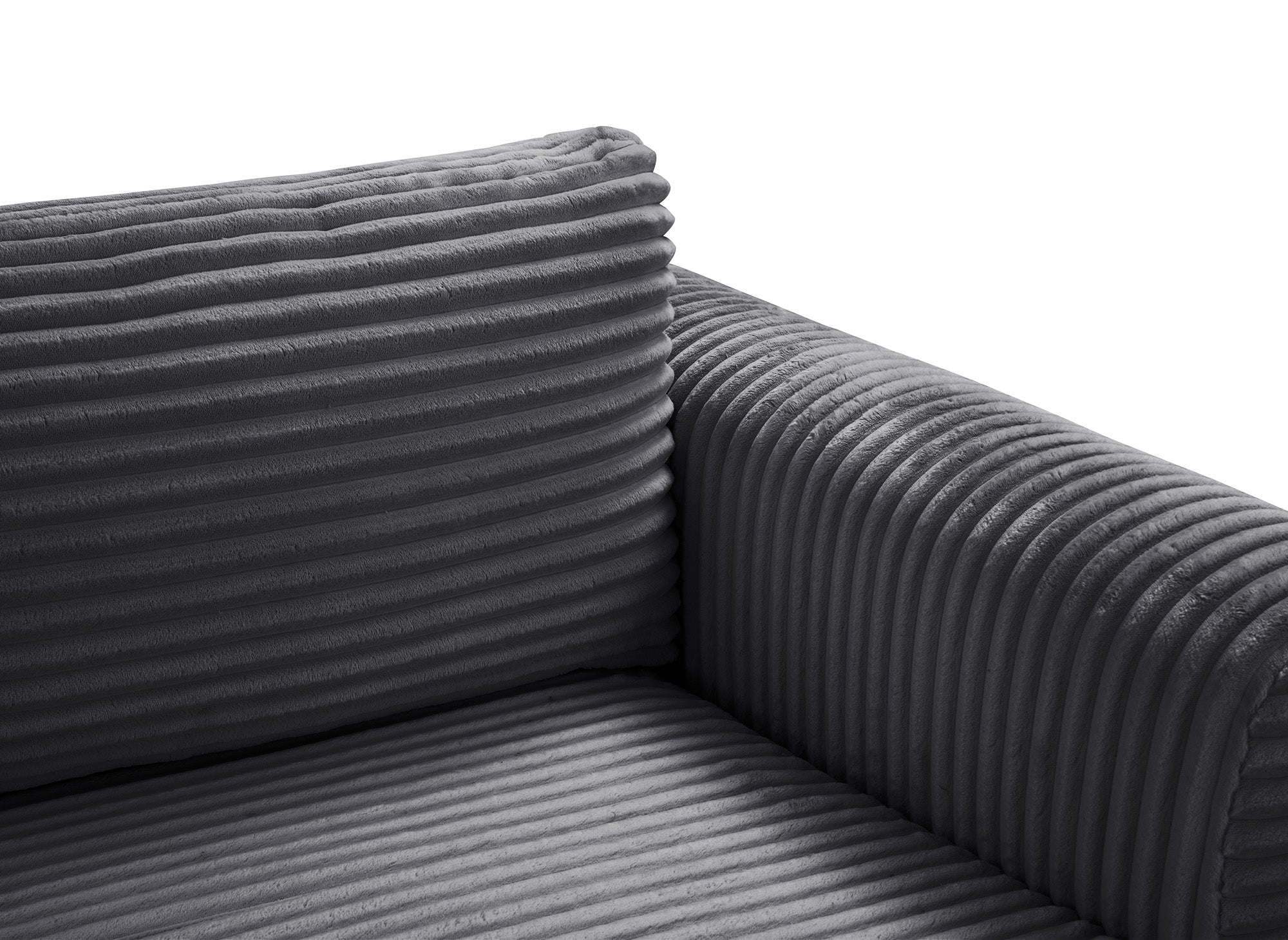 Sofá esquinero convertible TILDA con almacenaje en pana gris suave - Esquinero derecho