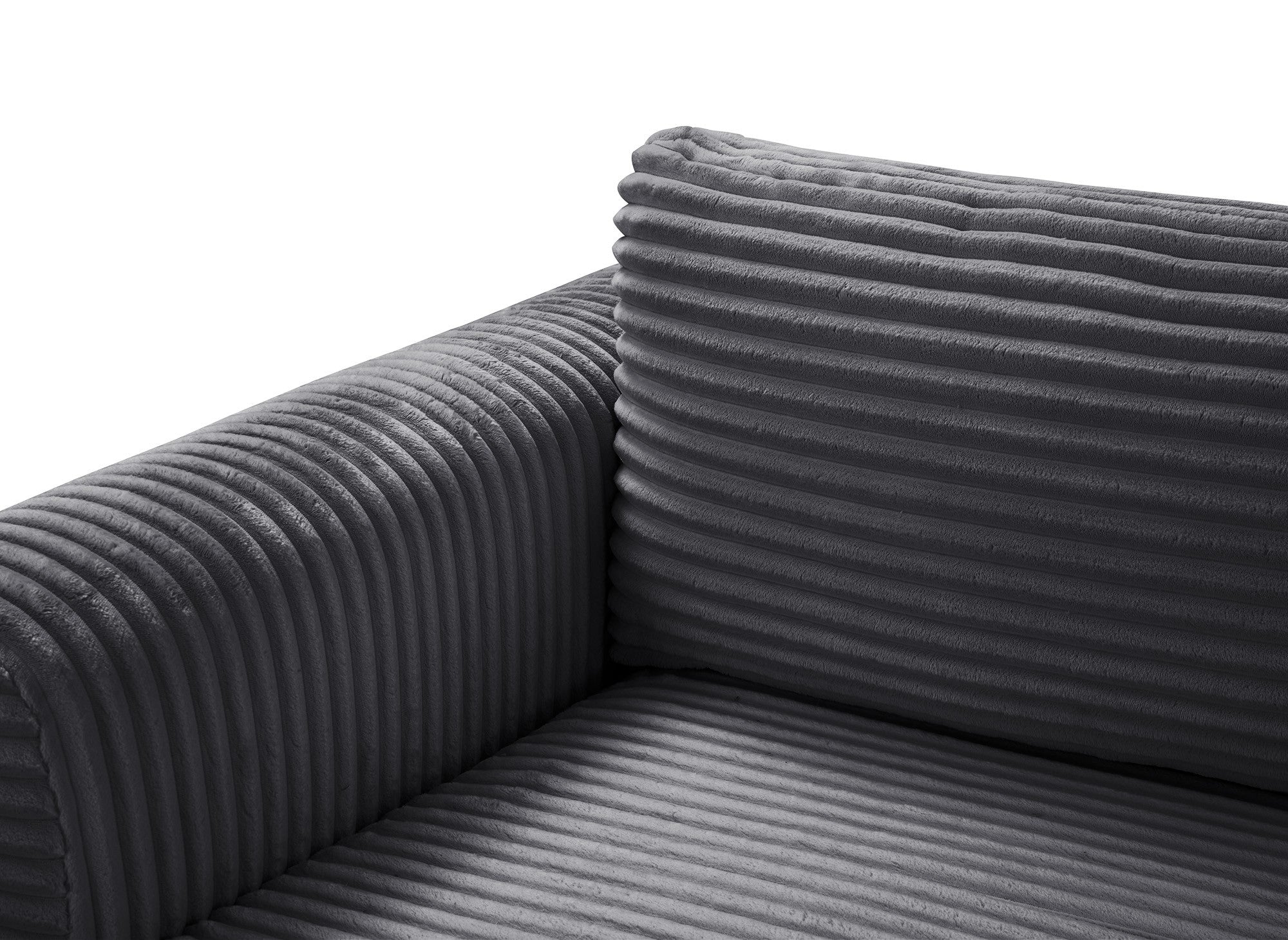 Sofá cama esquinero TILDA con almacenaje en pana gris suave - Esquina izquierda