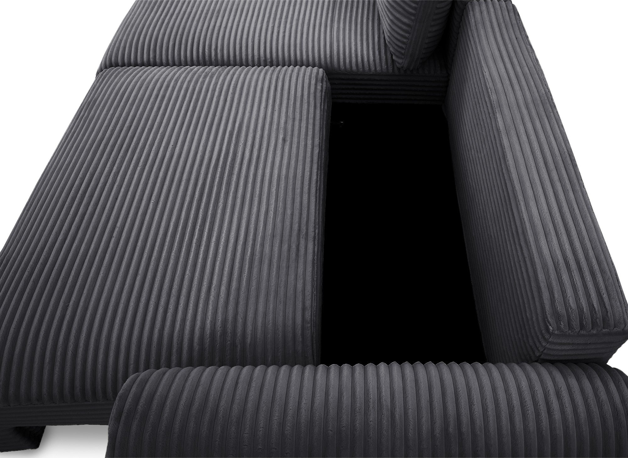 Sofá cama esquinero TILDA con almacenaje en pana gris suave - Esquina izquierda