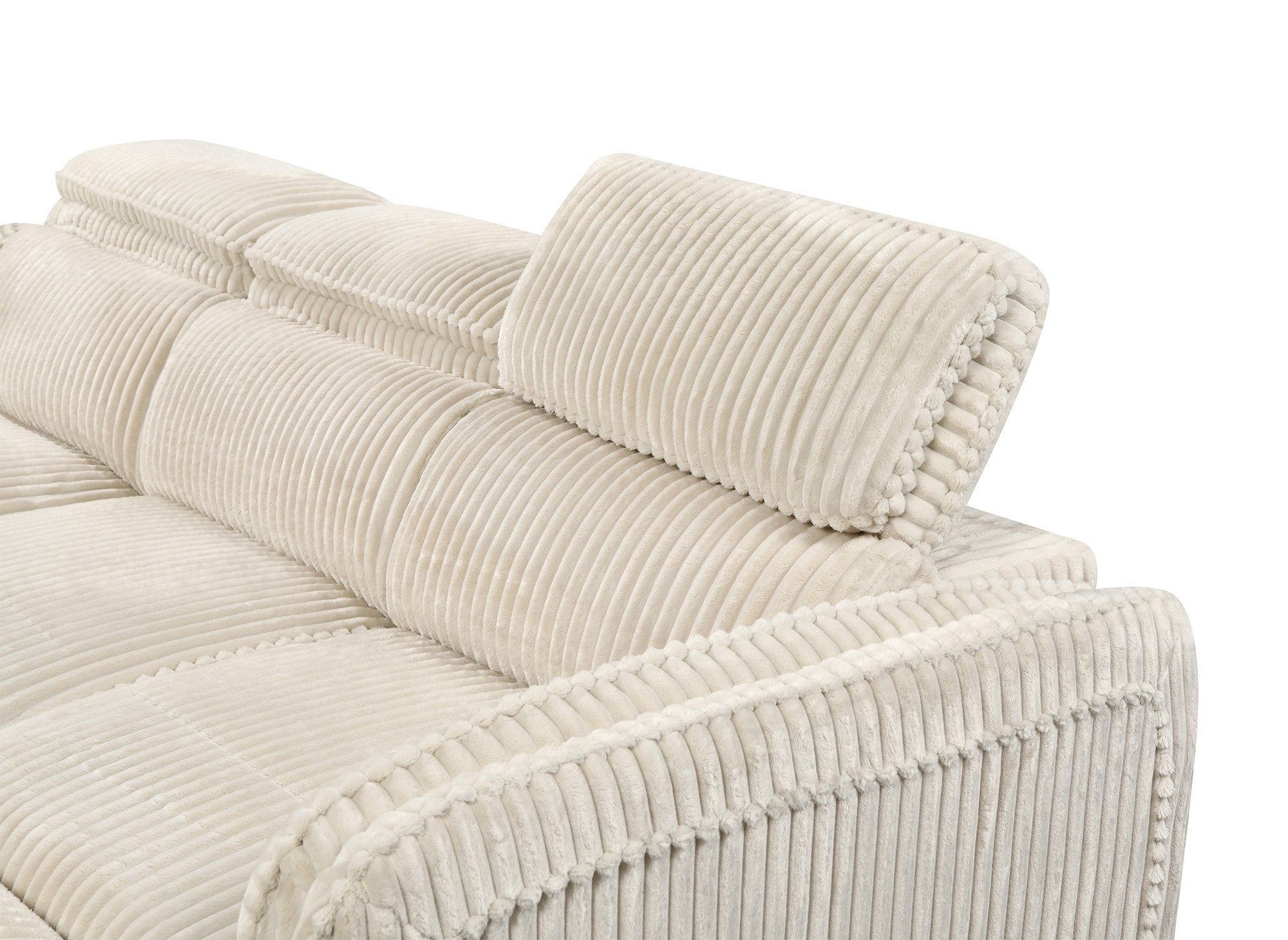 Sofá cama esquinero ISABELLA en pana gruesa color beige - Esquina izquierda