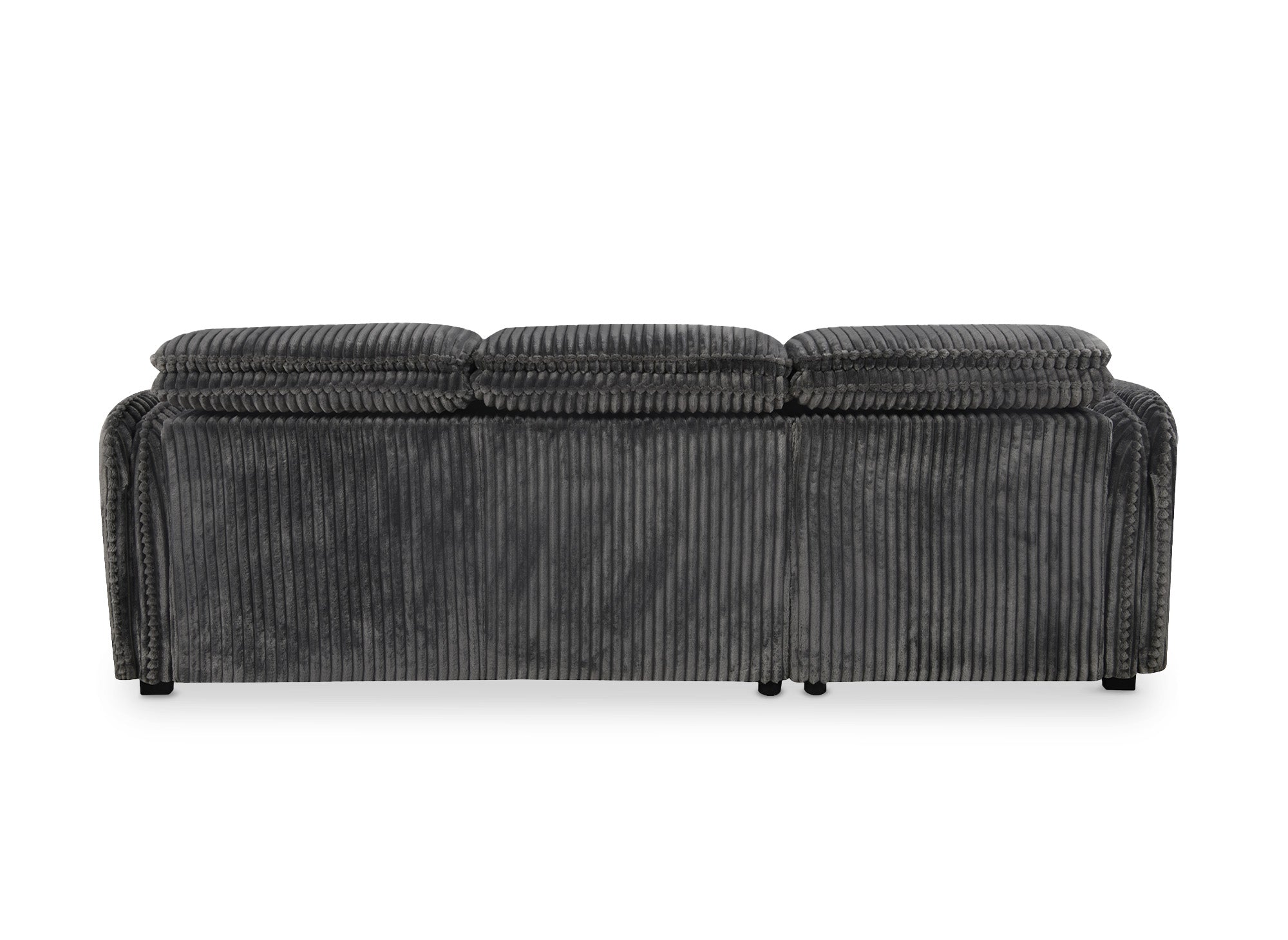 Sofá cama esquinero ISABELLA en pana gris gruesa - Esquina izquierda