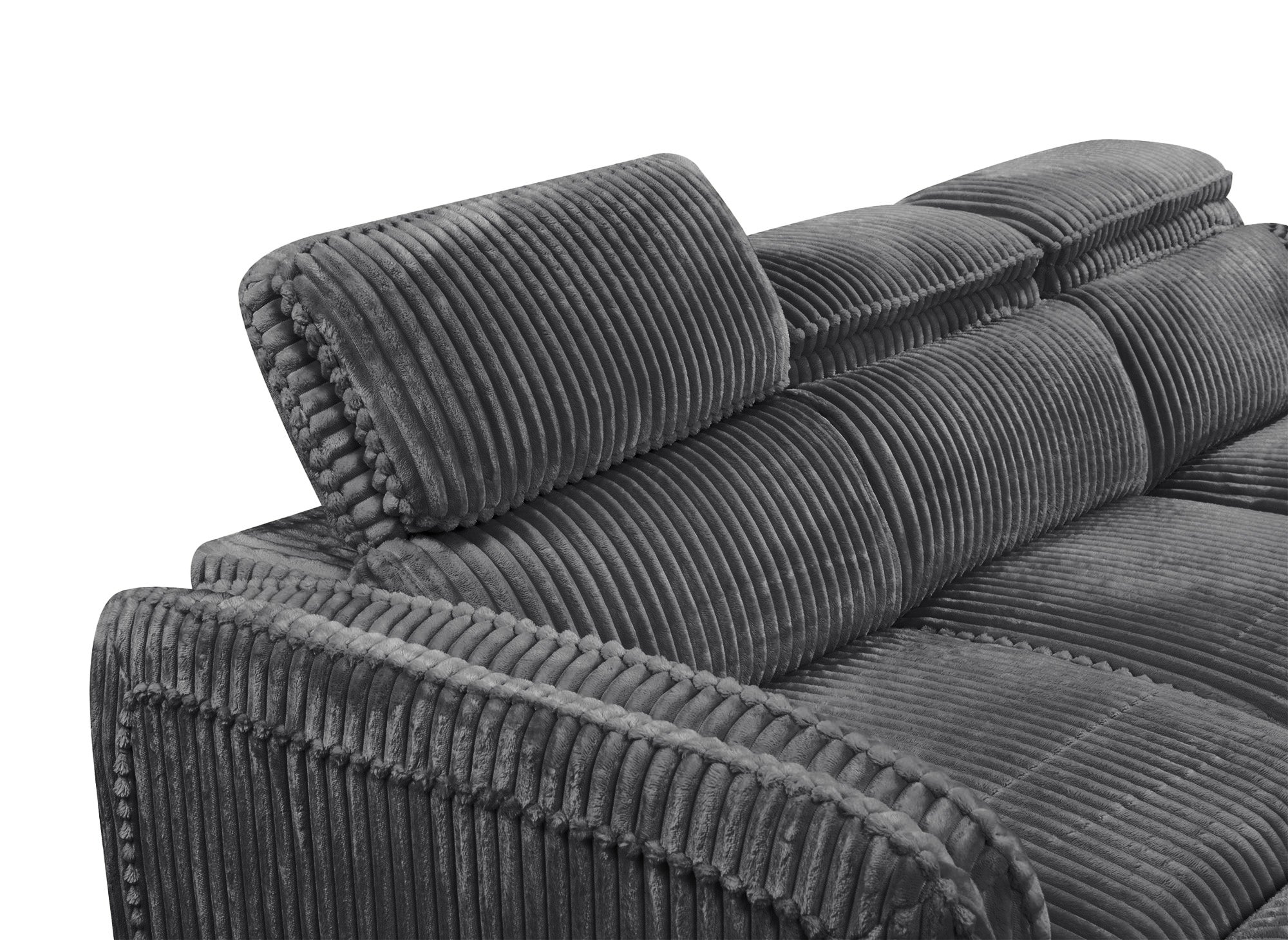 Sofá cama esquinero ISABELLA en pana gris gruesa - Esquina derecha