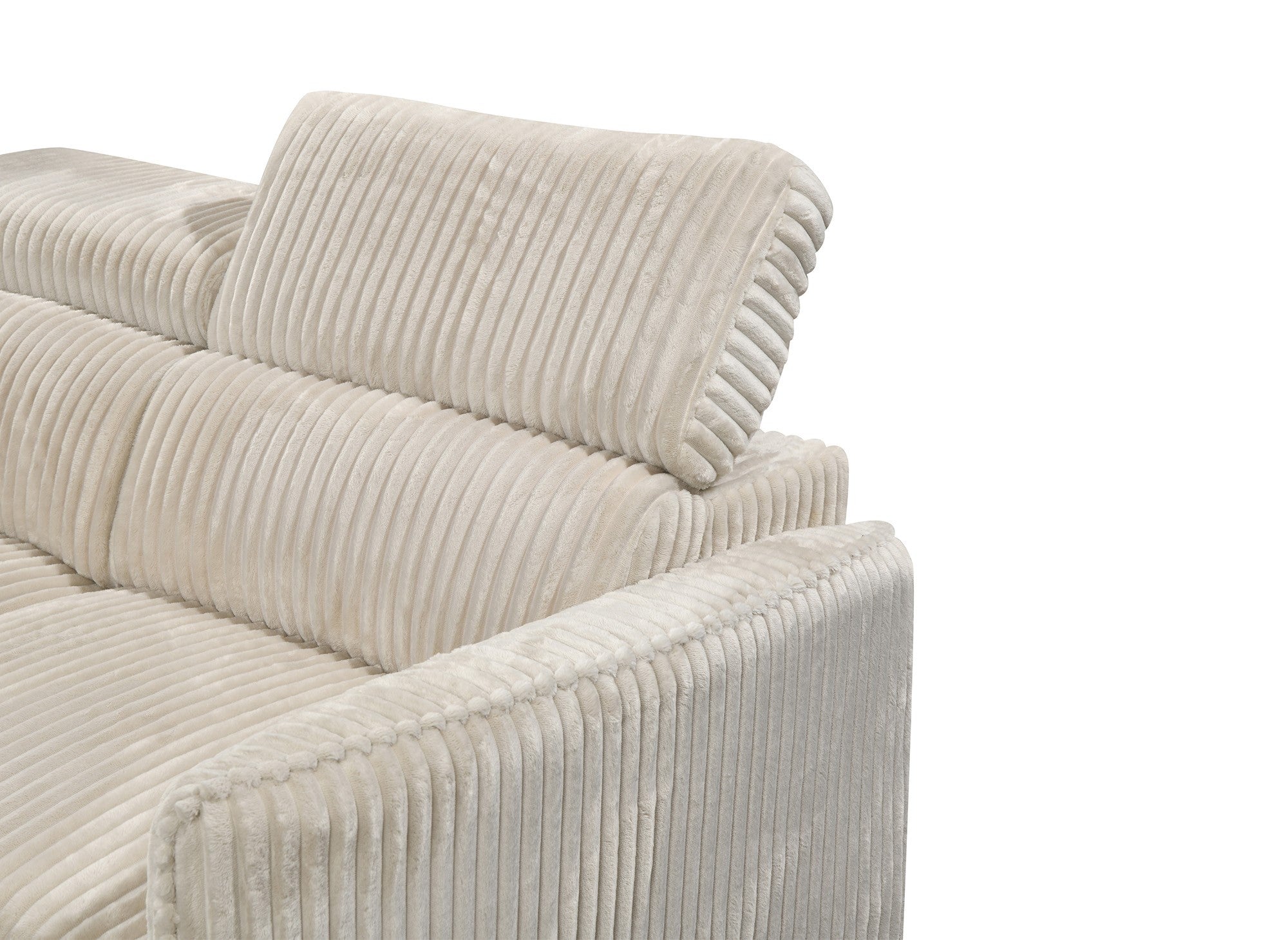 Sofá cama esquinero NAIROBI de pana gruesa color beige - Esquina izquierda