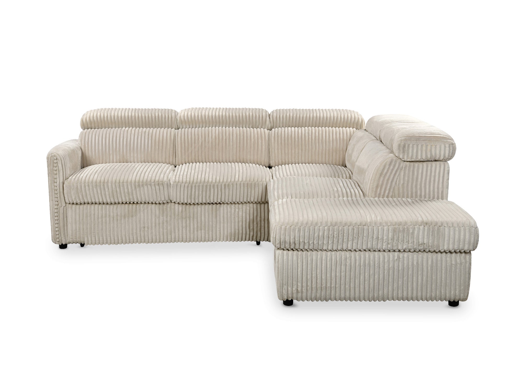 Sofá cama esquinero NAIROBI de pana gruesa color beige - Esquina derecha