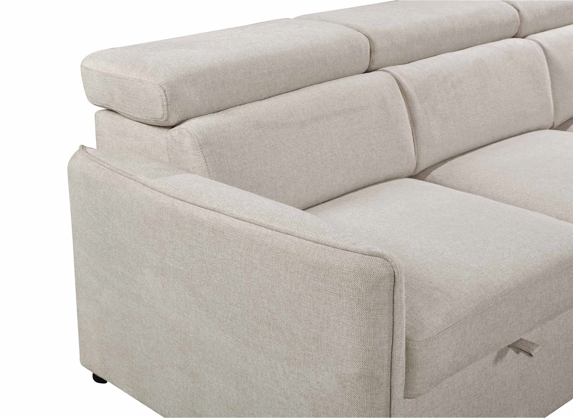 Sofá cama esquinero NAIROBI de tela beige - Esquina derecha