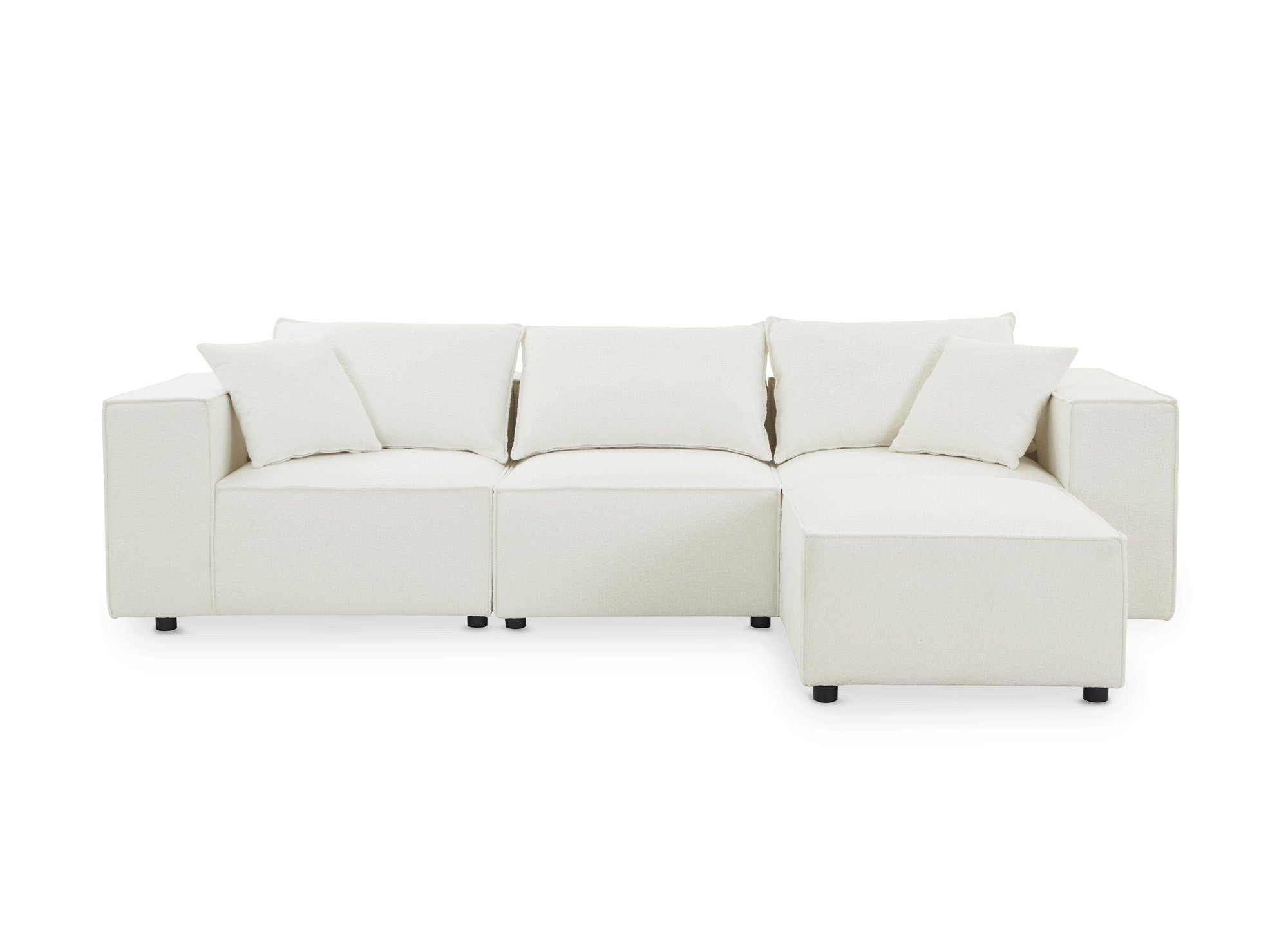 Sofá esquinero modular HARLEM en tejido efecto piel de oveja color blanco hueso