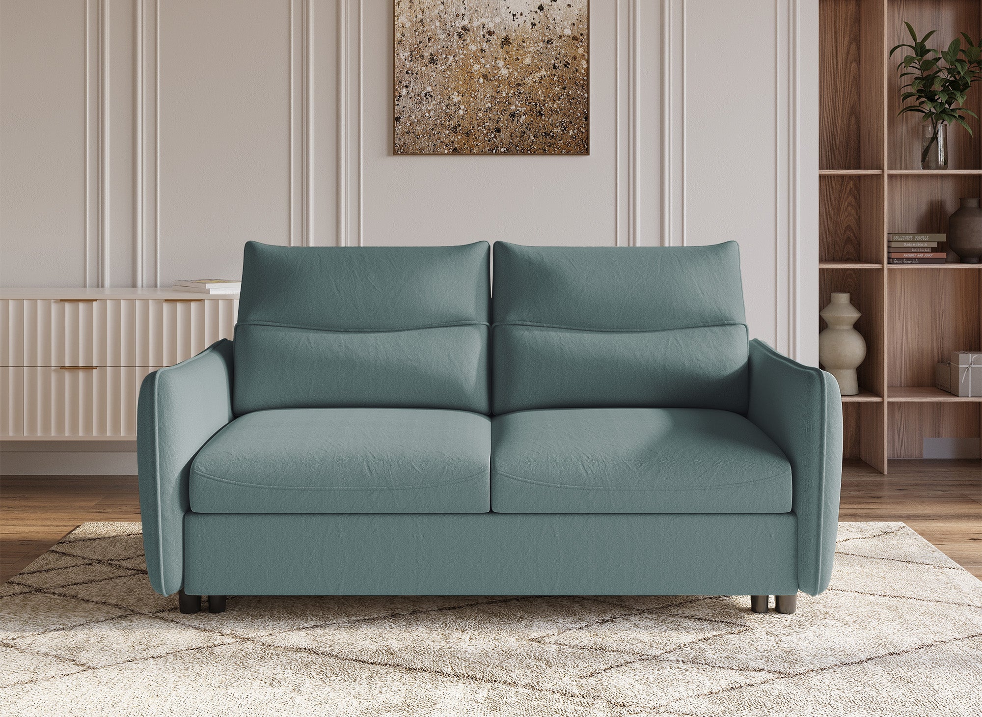 Sofá cama ZADIG de 3 plazas en tela verde