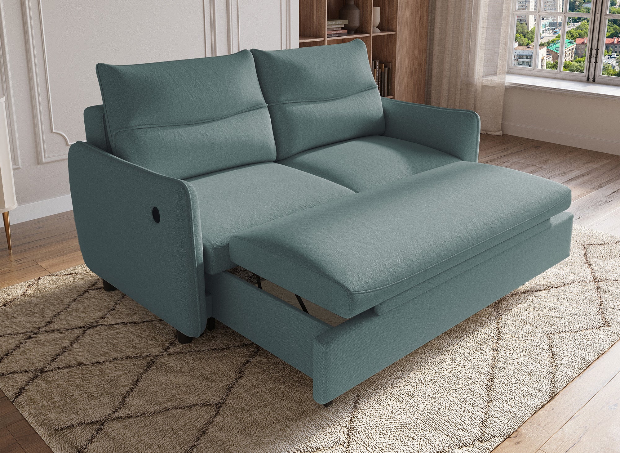 Sofá cama ZADIG de 3 plazas en tela verde