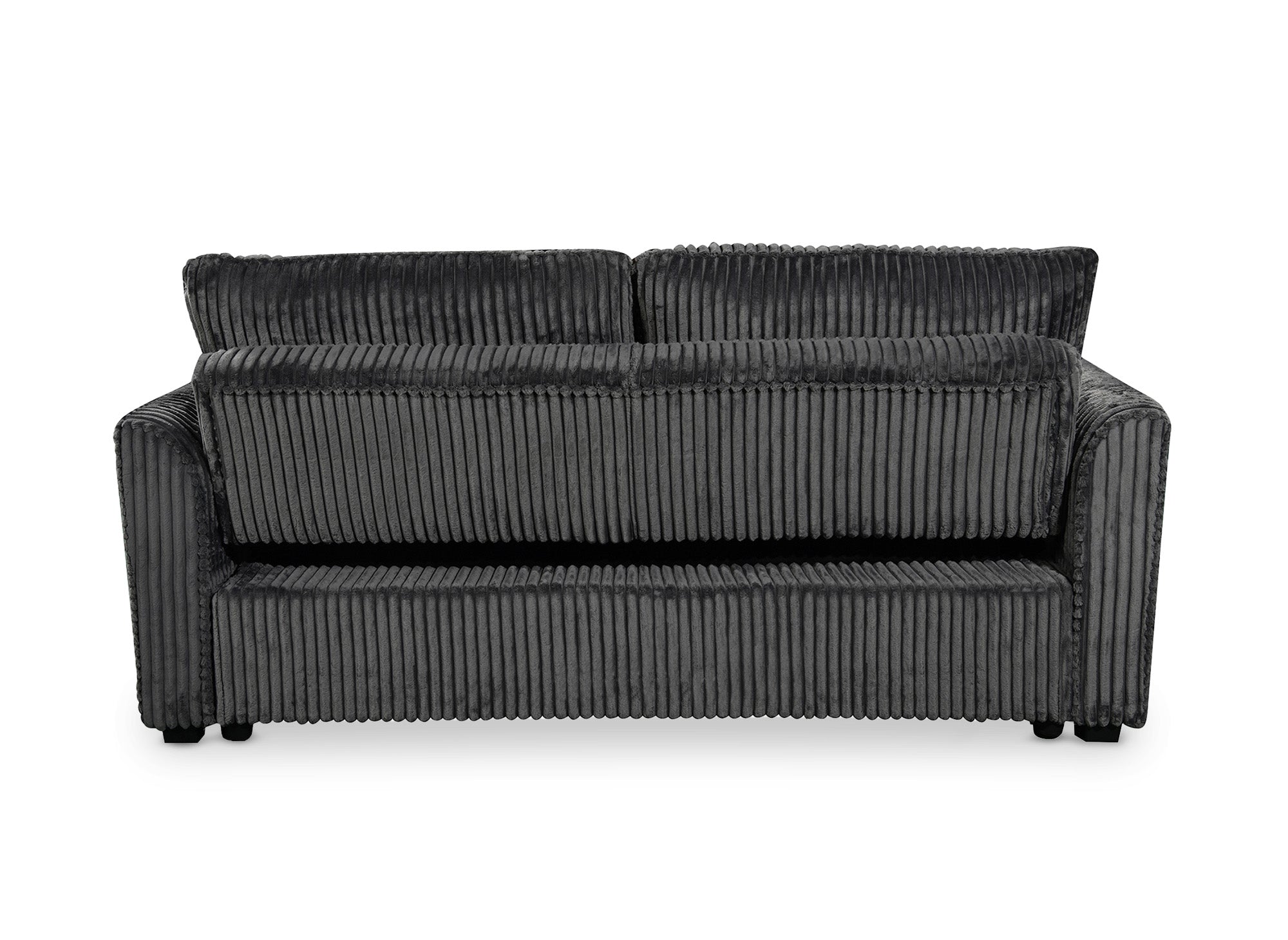 Sofá cama de 3 plazas MAYLIE en pana gris gruesa