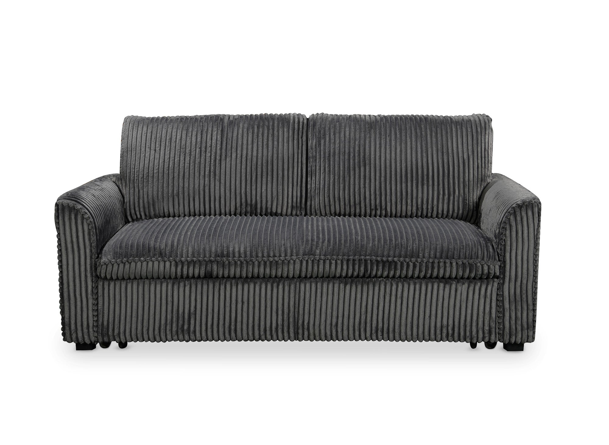 Sofá cama de 3 plazas MAYLIE en pana gris gruesa