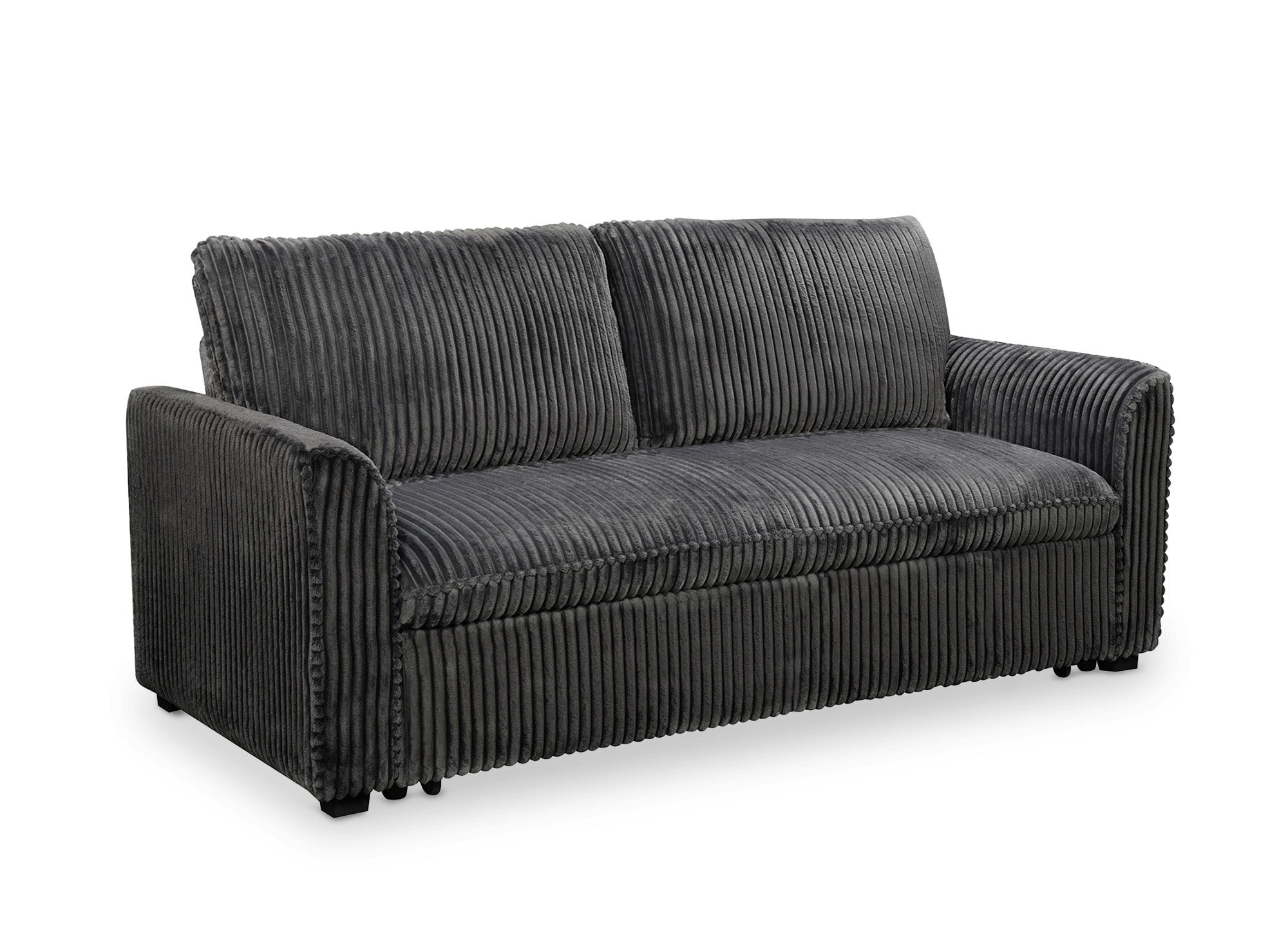 Sofá cama de 3 plazas MAYLIE en pana gris gruesa