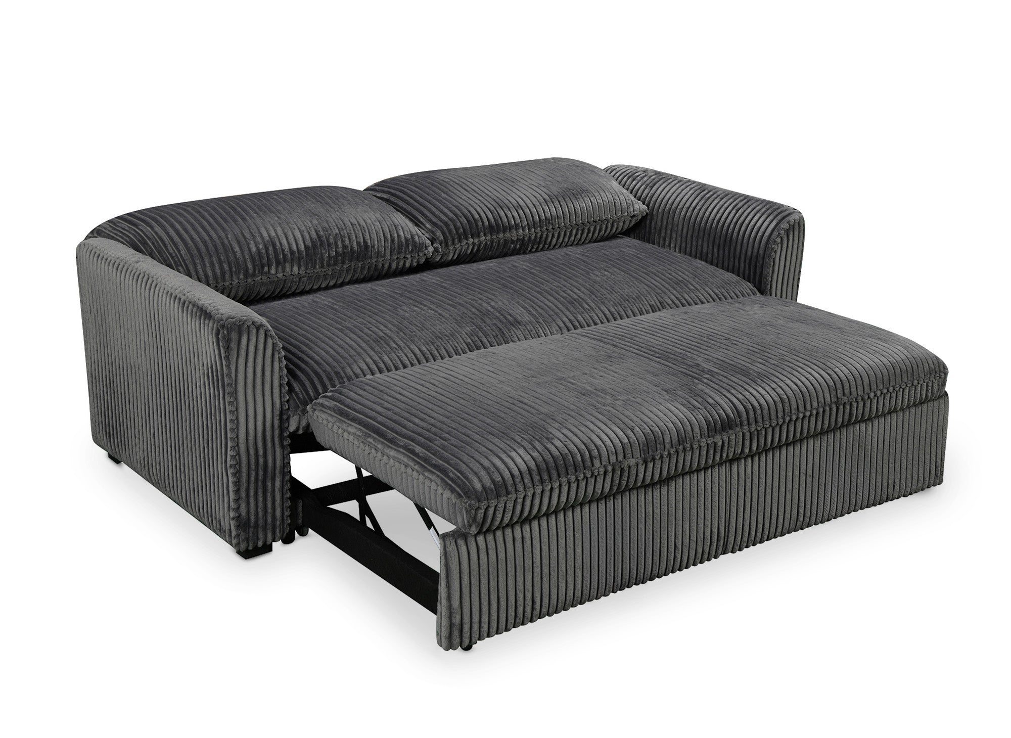 Sofá cama de 3 plazas MAYLIE en pana gris gruesa