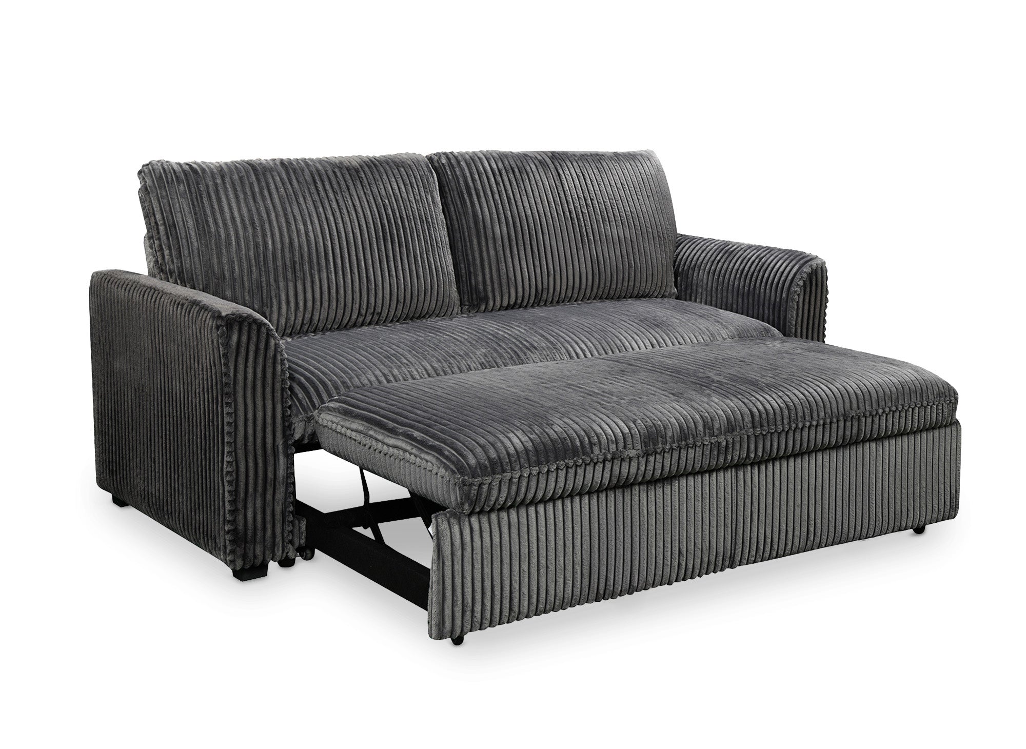 Sofá cama de 3 plazas MAYLIE en pana gris gruesa