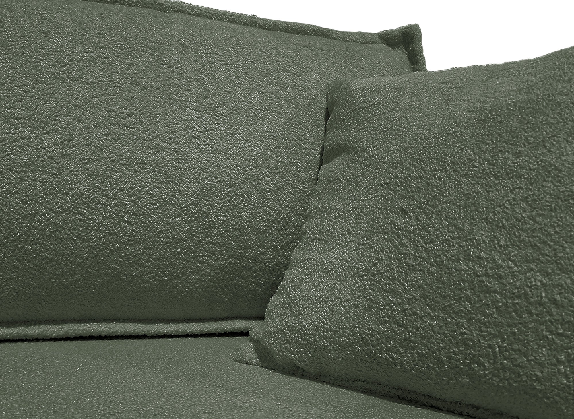 Sofá esquinero convertible y reversible con almacenaje en tejido bouclé verde caqui JADE MINI