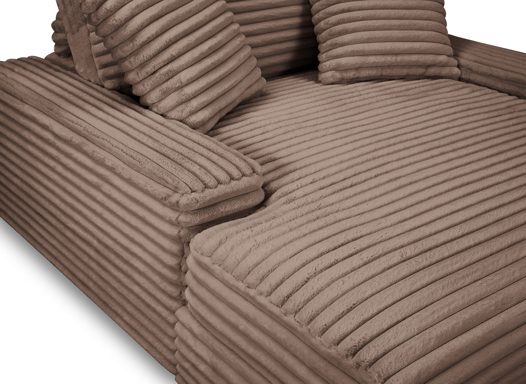 Chaise longue DAHO de color topo con suave tejido acanalado