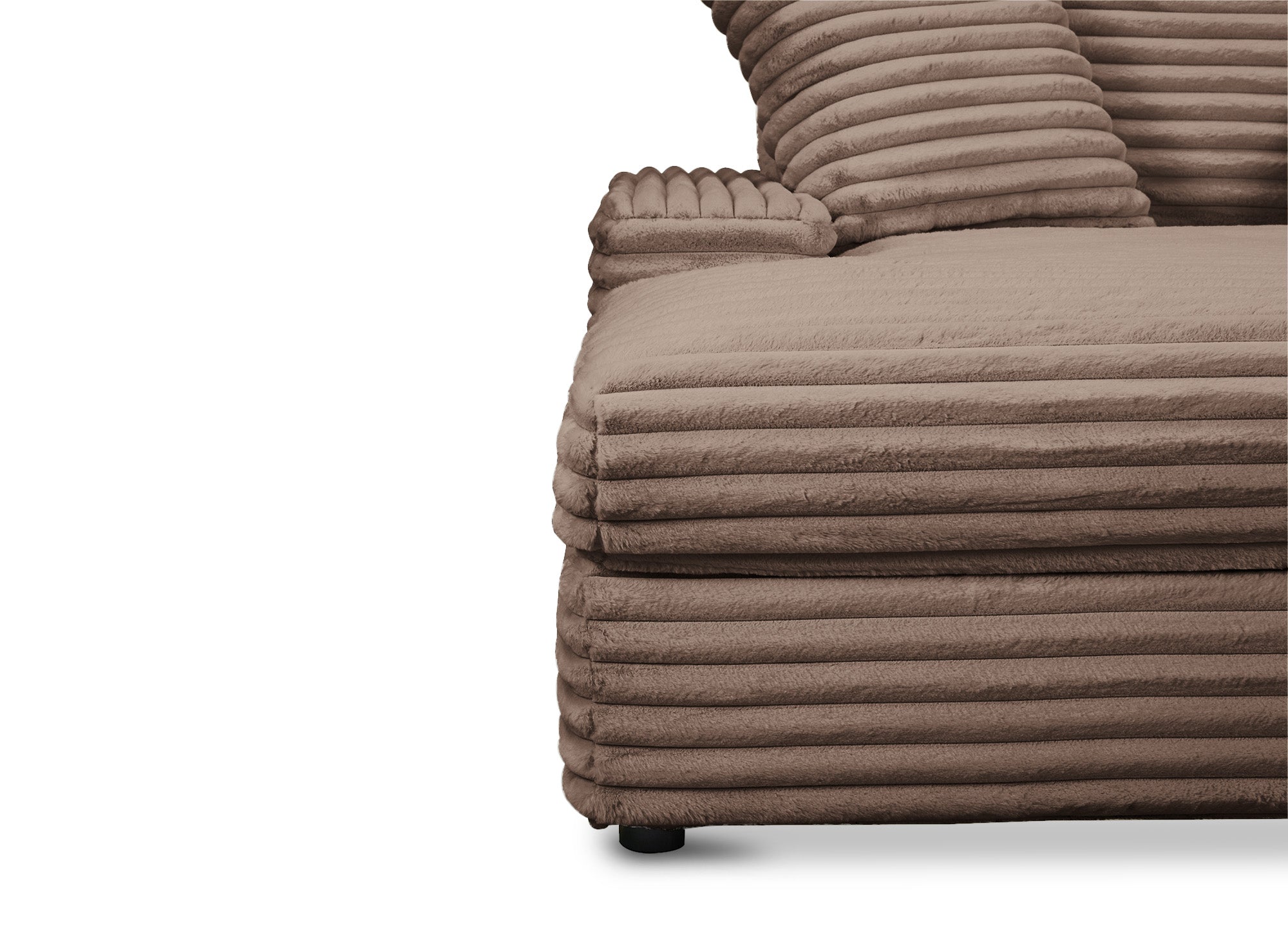 Chaise longue DAHO de color topo con suave tejido acanalado