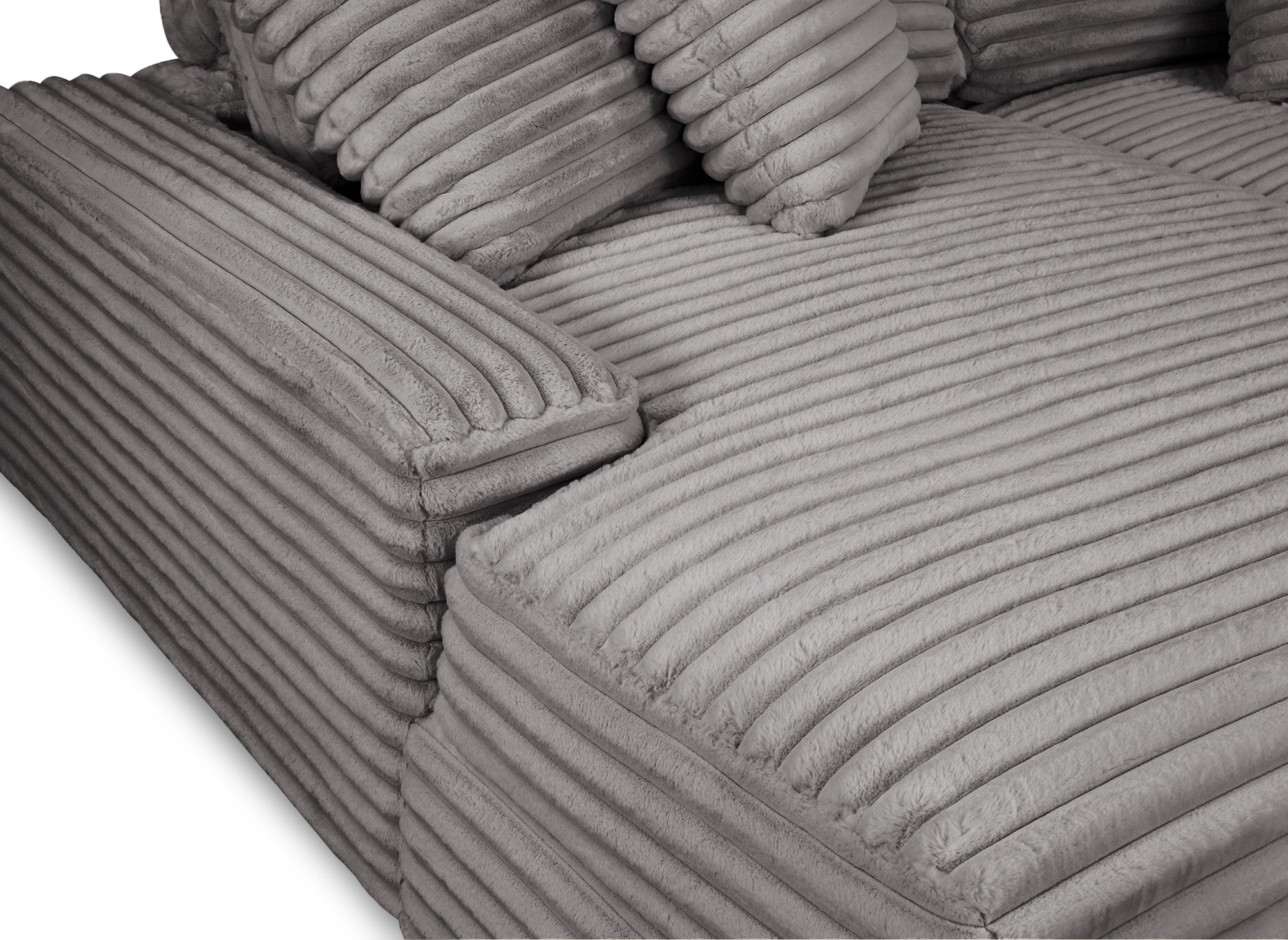 Sofá recto de 2 plazas DAHO en tejido acanalado gris suave