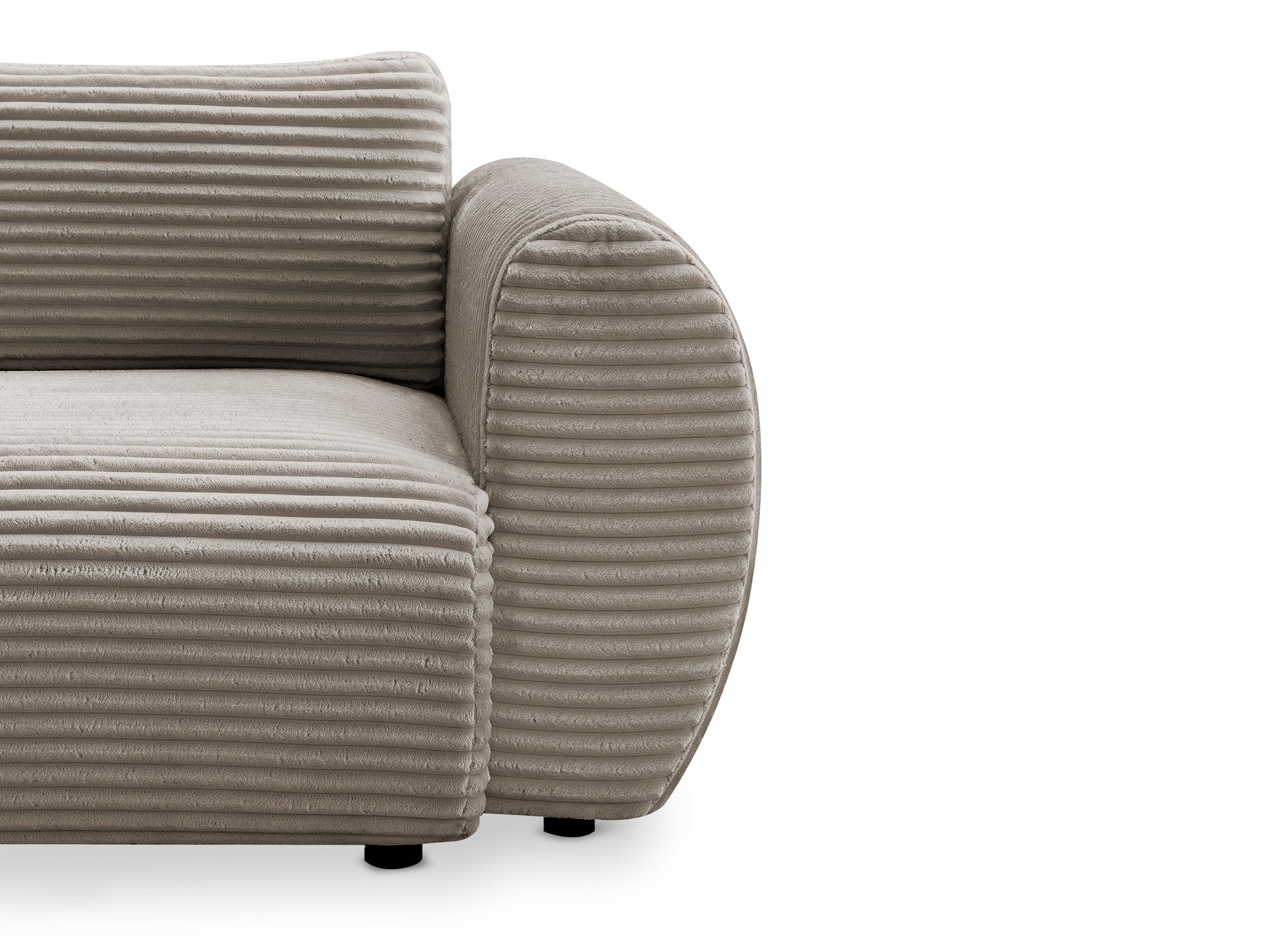 Sofá recto de 3 plazas TILDA con almacenaje en suave tejido acanalado color topo