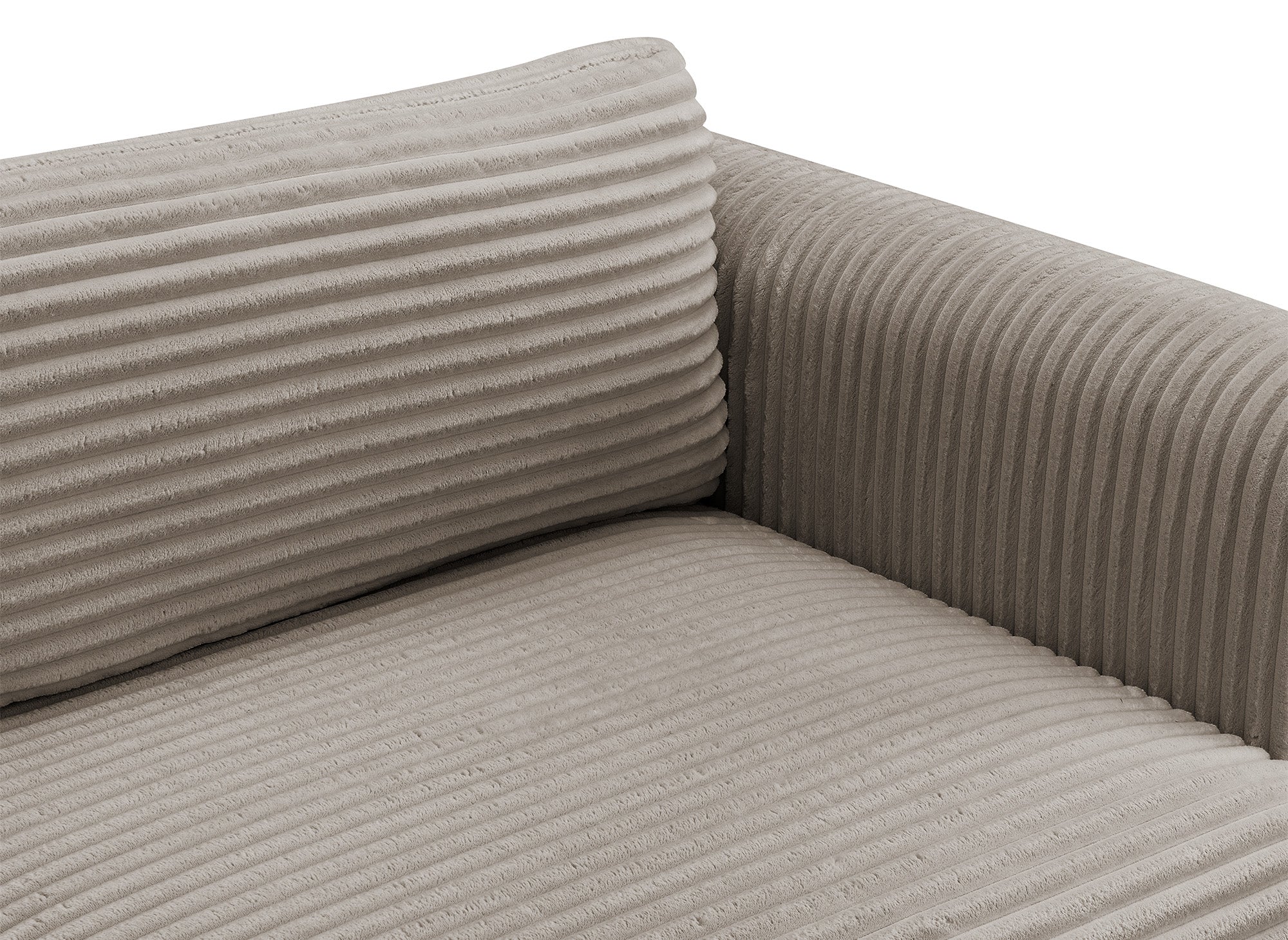 Sofá recto de 3 plazas TILDA con almacenaje en suave tejido acanalado color topo