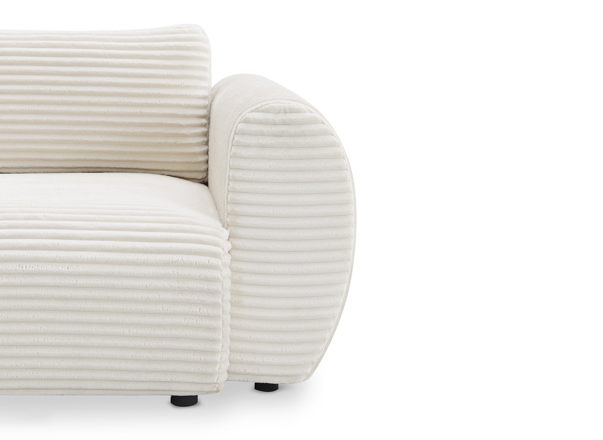 Sofá recto de 3 plazas TILDA con almacenaje en suave tejido de canalé beige