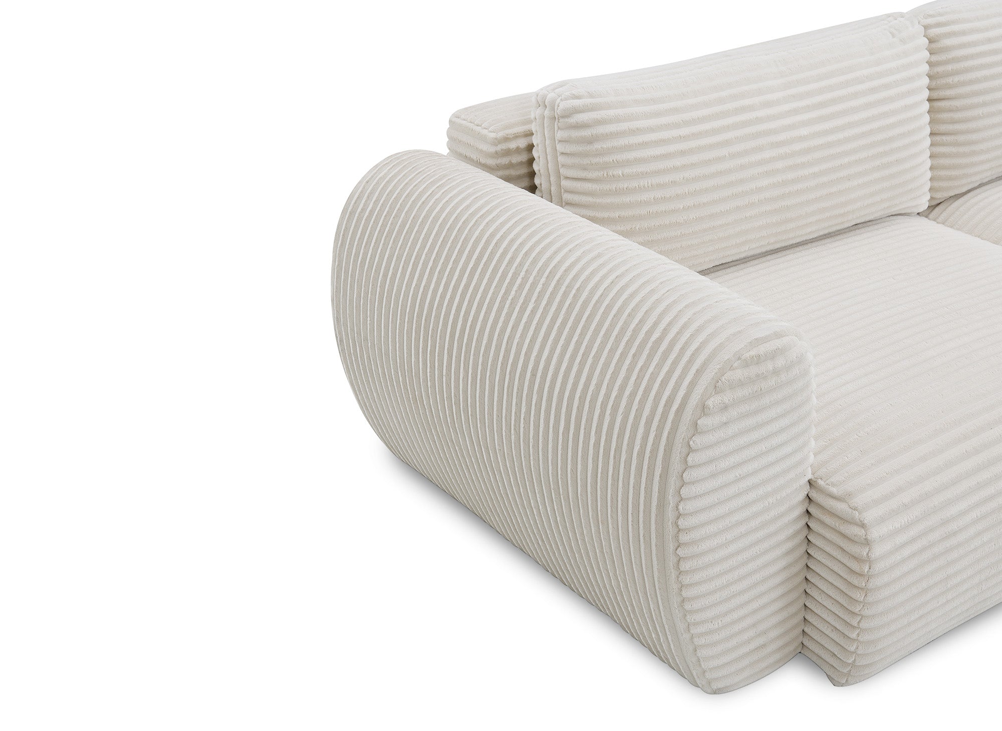 Sofá recto de 3 plazas TILDA con almacenaje en suave tejido de canalé beige