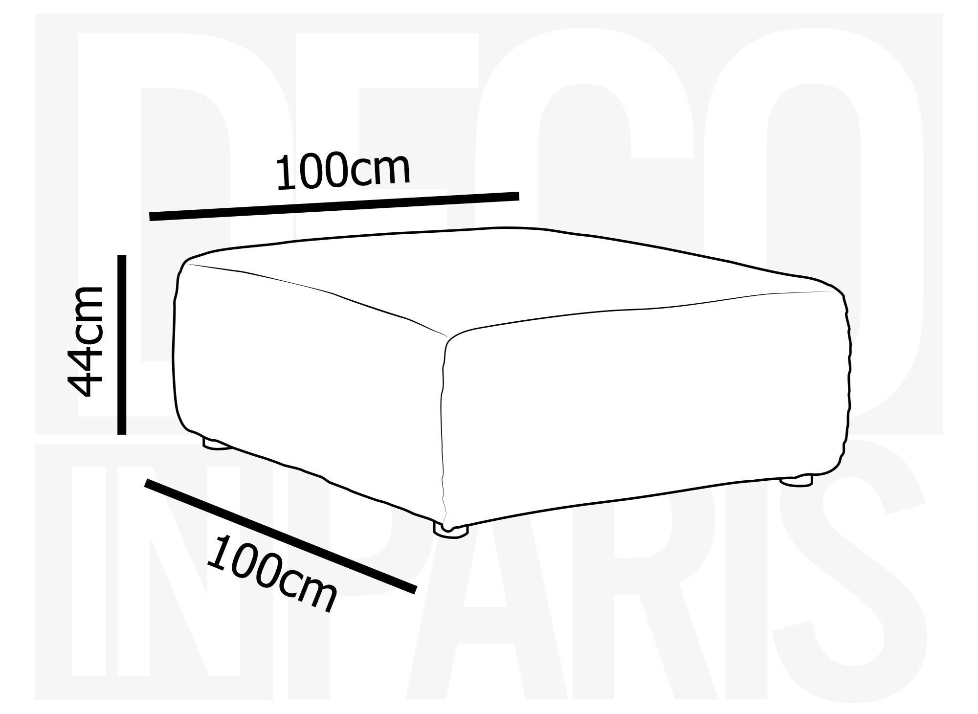 Puf TILDA de terciopelo de rayas anchas color topo suave