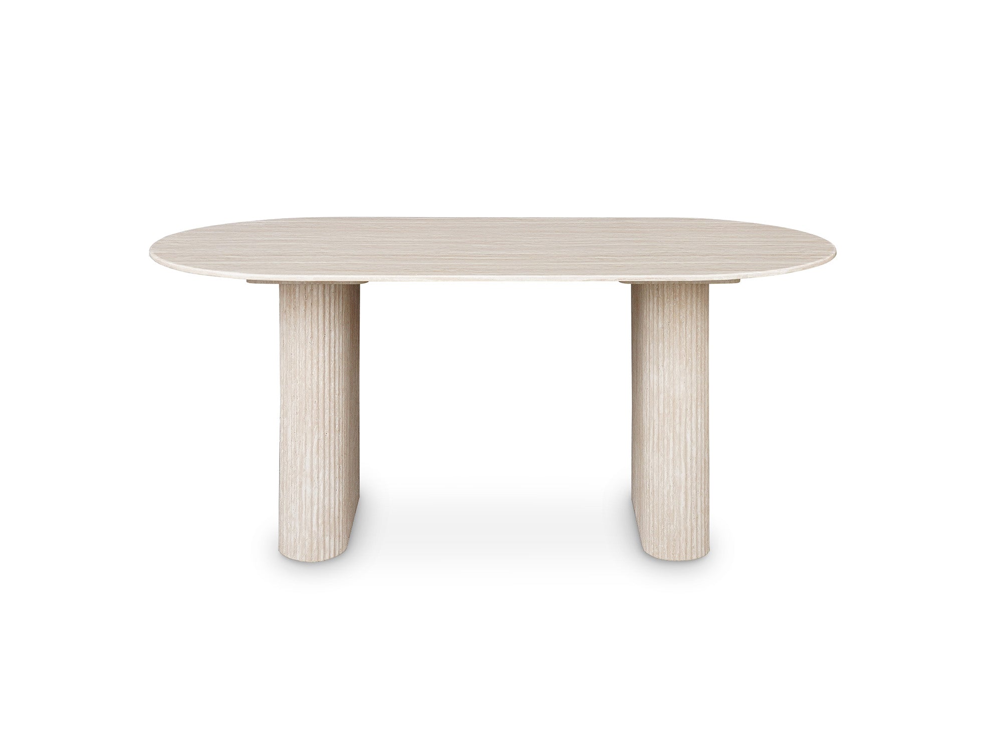 Mesa de comedor ovalada ELMA en mármol compuesto beige para 6 personas