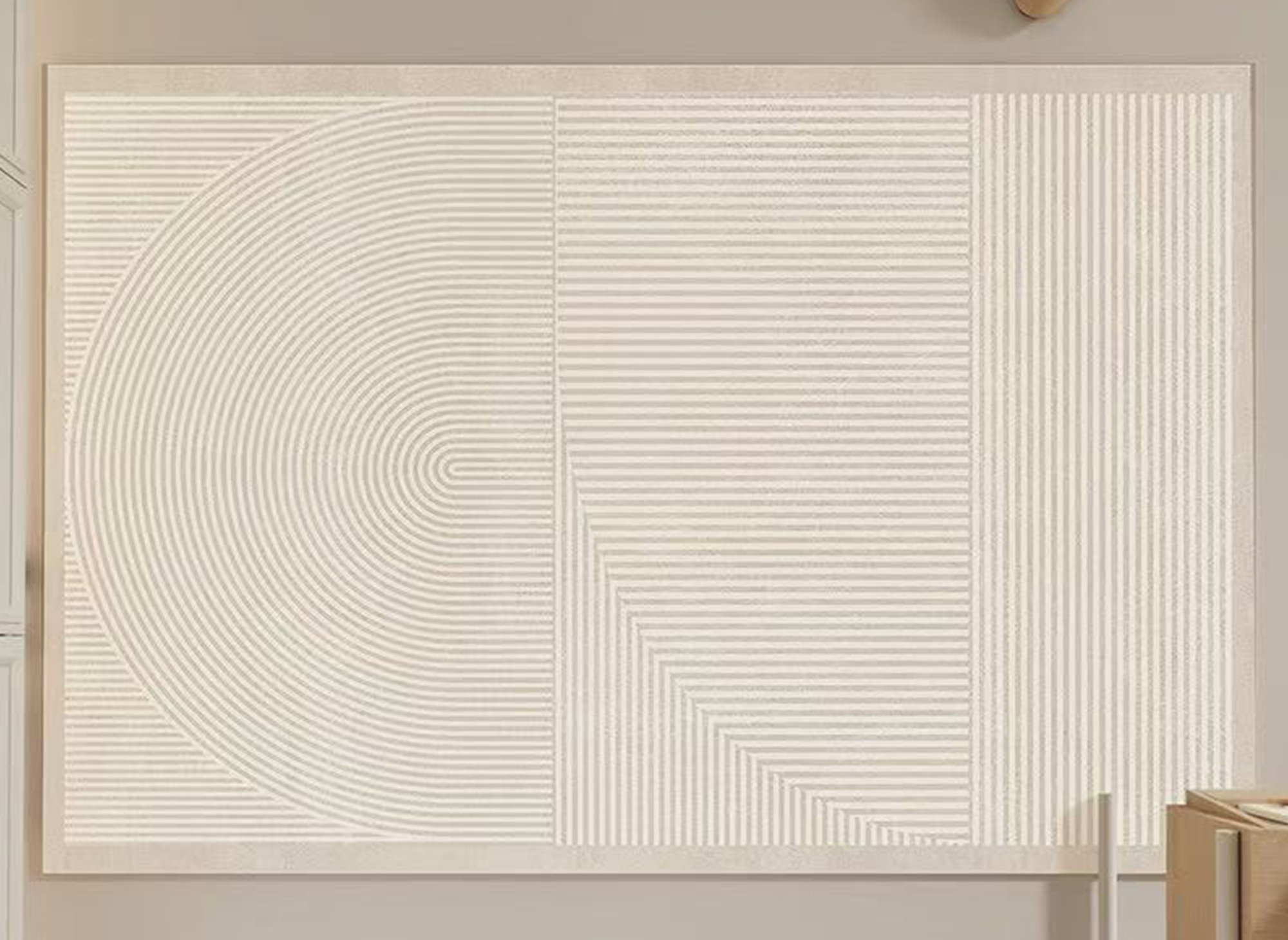 Alfombra rectangular BEYA color beige con diseño minimalista, 160 x 230 cm