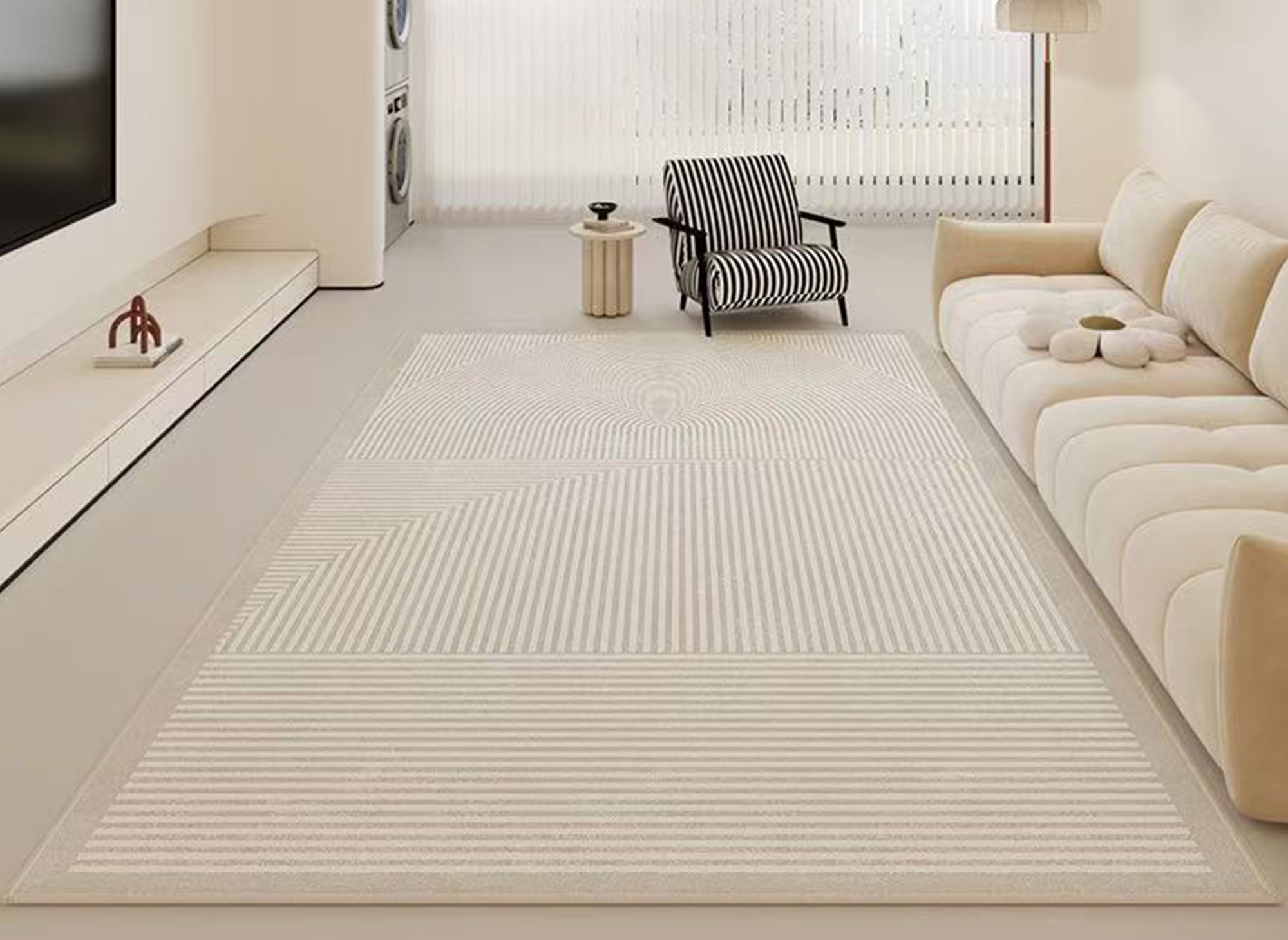 Alfombra rectangular BEYA color beige con diseño minimalista, 160 x 230 cm
