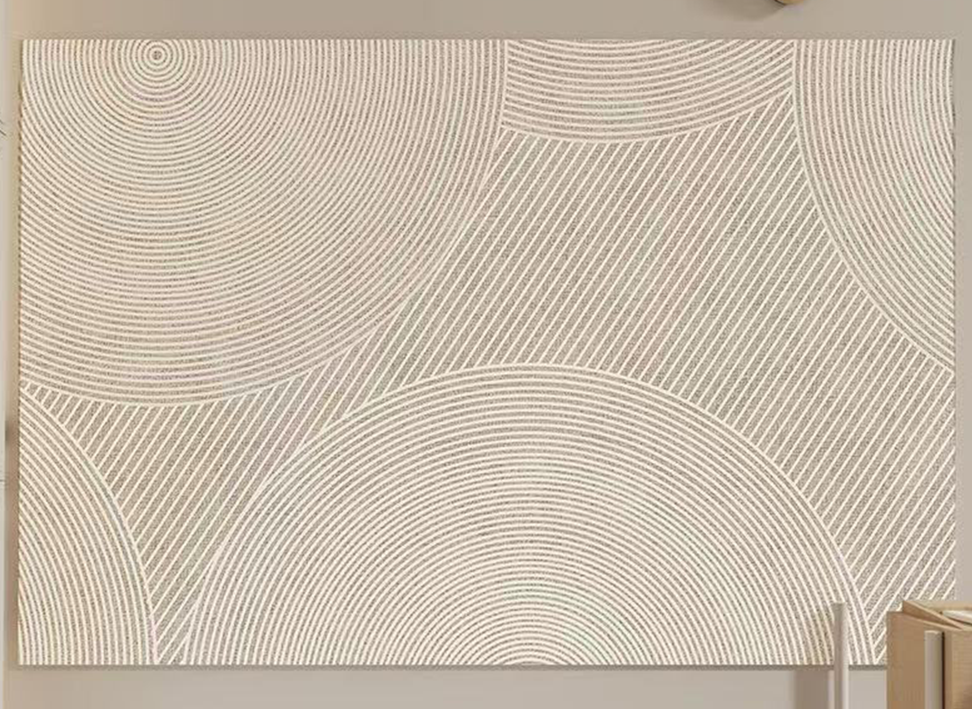 Alfombra rectangular ORYA color beige con estampado abstracto, 160 x 230 cm