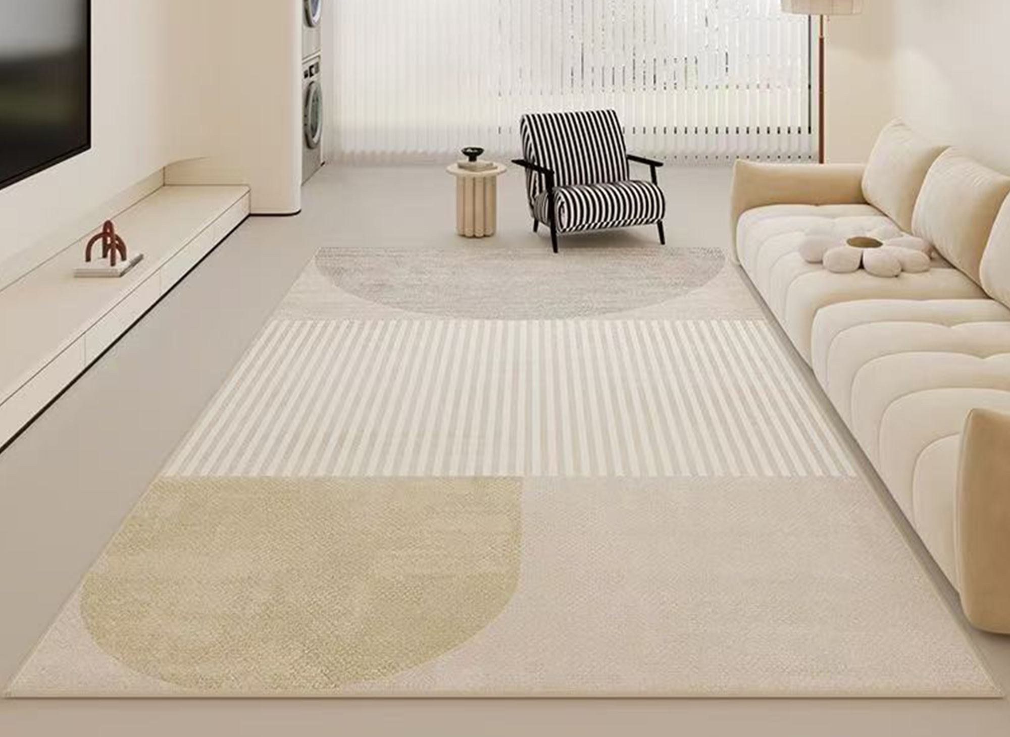 Alfombra rectangular beige con motivos geométricos 160x230cm KANNY