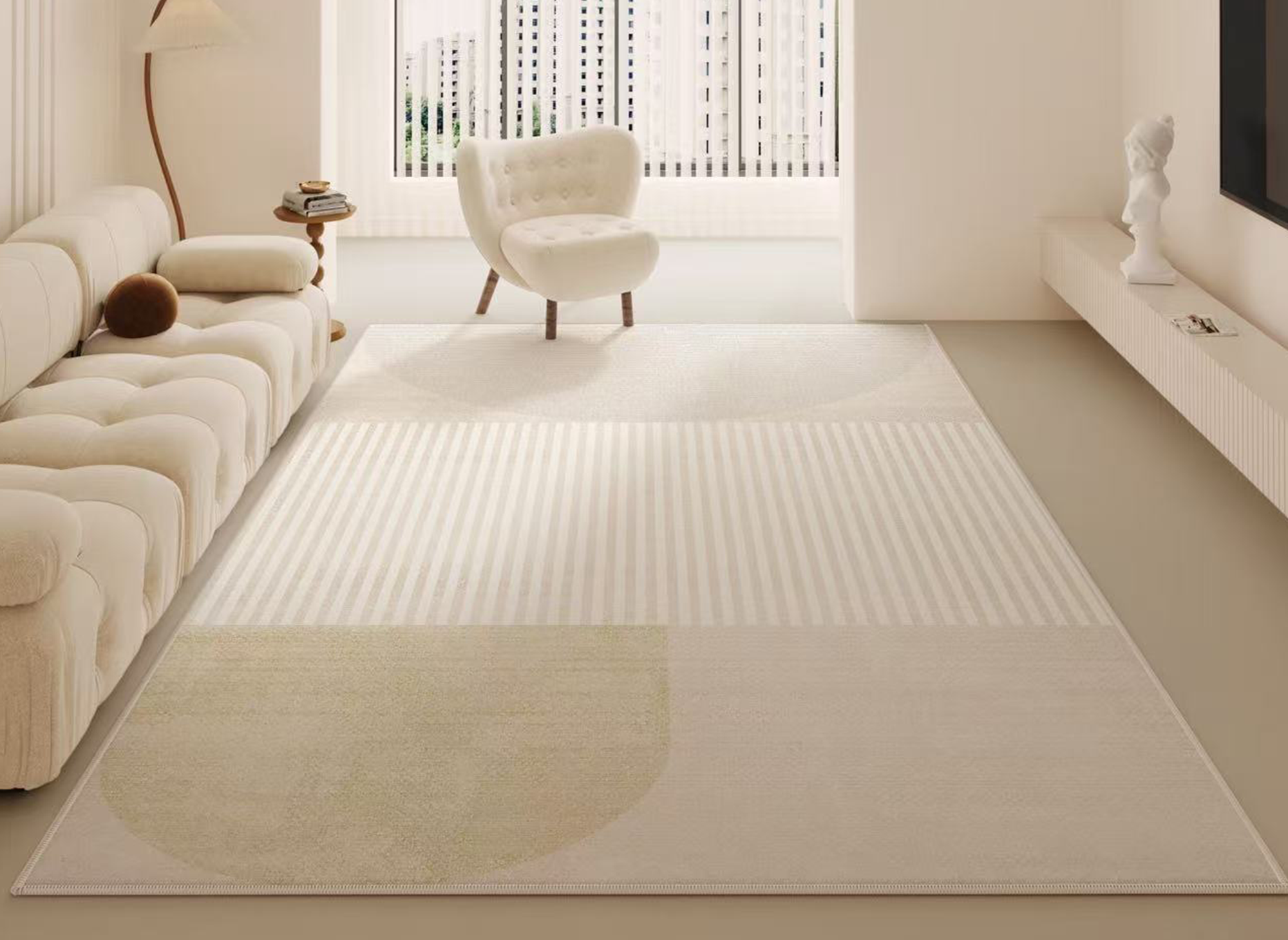 Alfombra rectangular beige con motivos geométricos 160x230cm KANNY