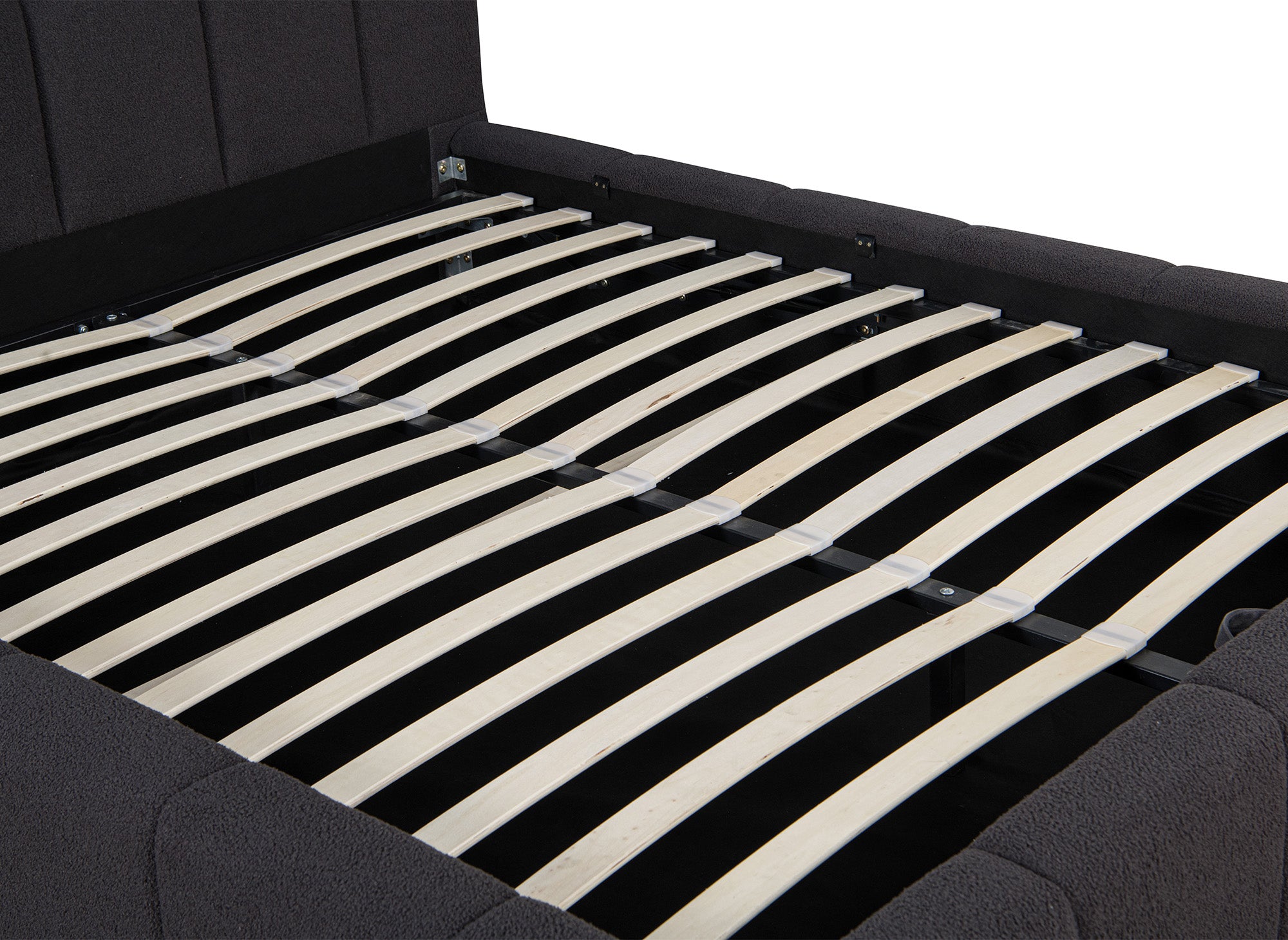 Cama contenedor de tela bouclé gris MILIE 140x190 cm