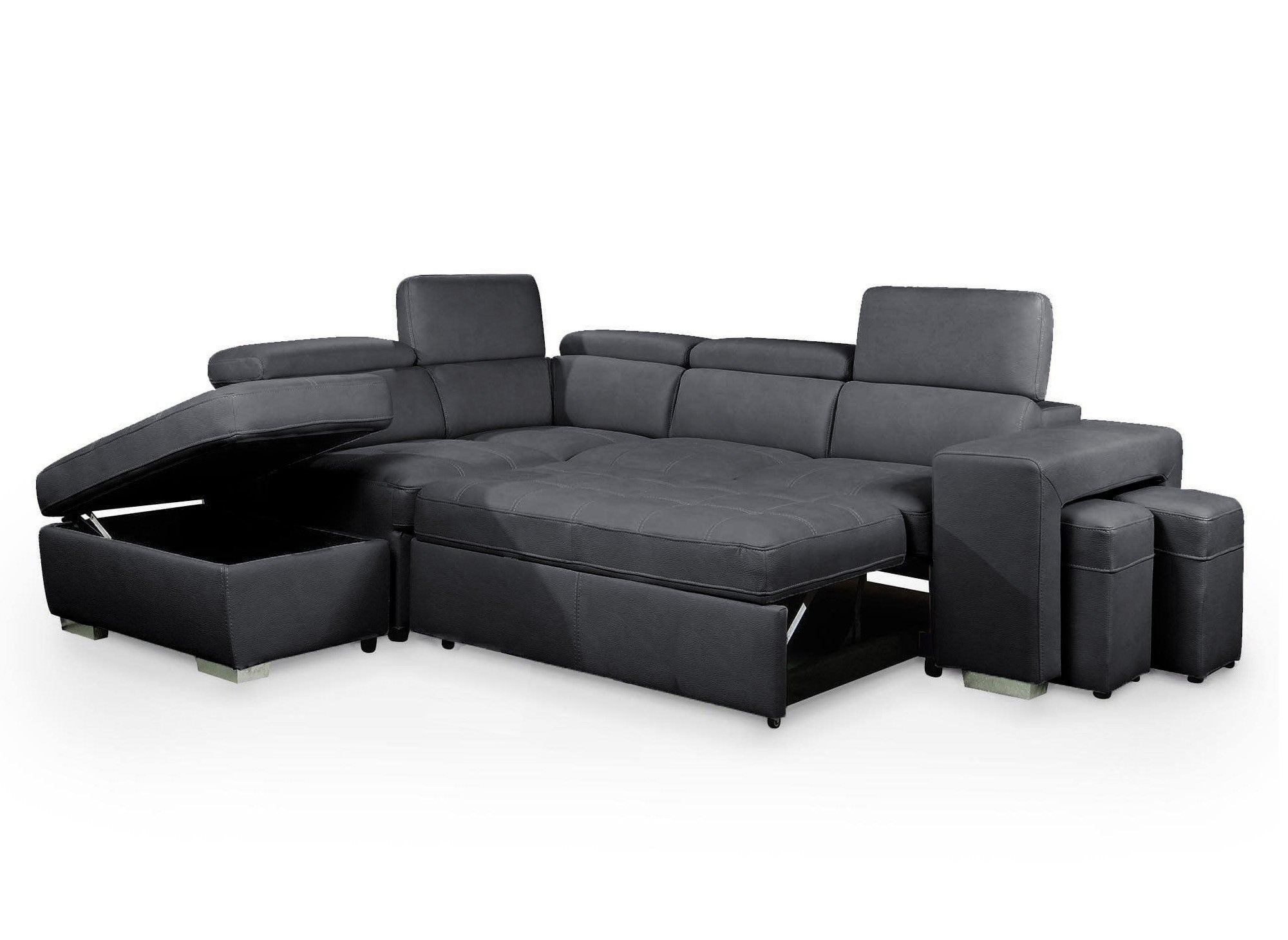 Sofá cama esquinero DAVON de tela gris - esquina izquierda