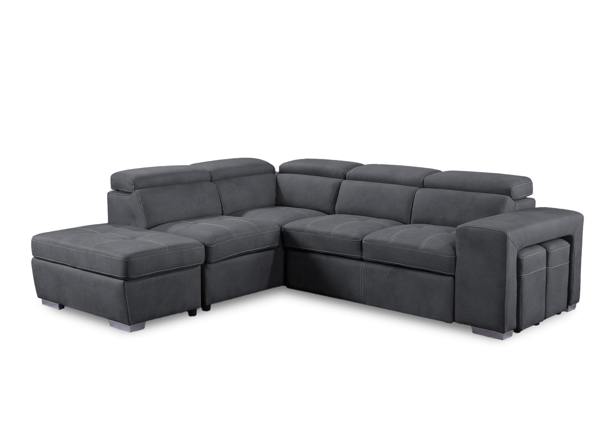 Sofá cama esquinero DAVON de tela gris - esquina izquierda