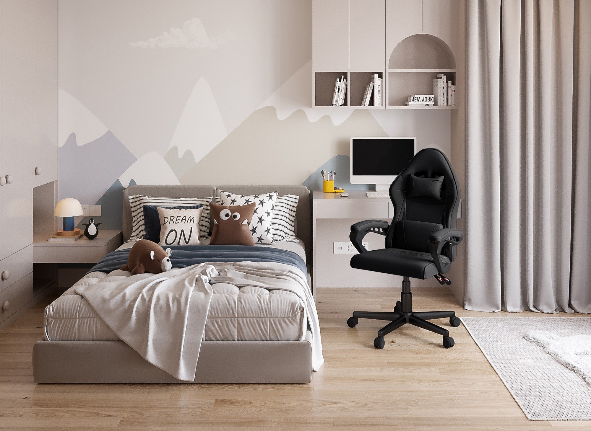 Silla de oficina GHOST de tela negra