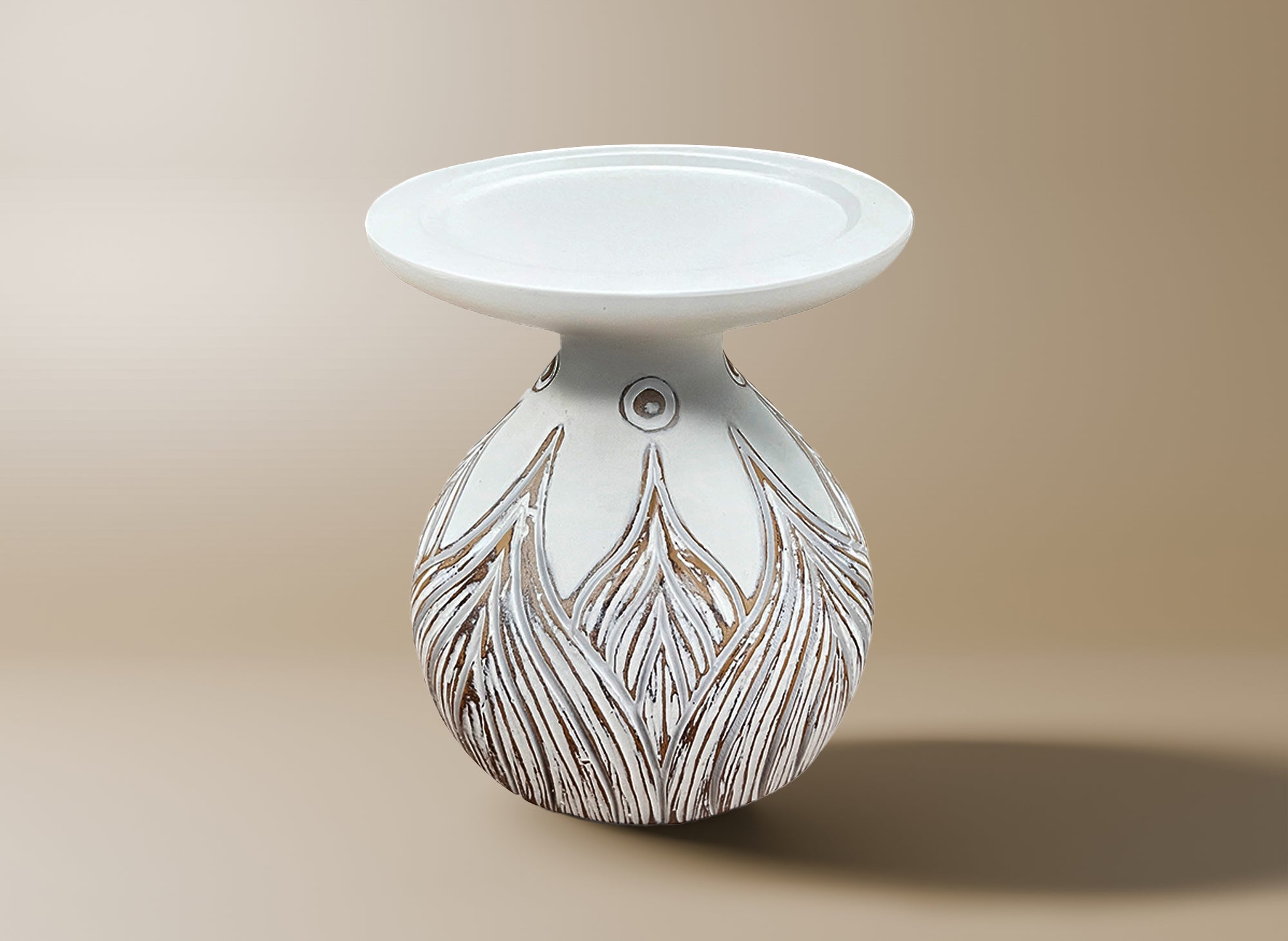 Candelabro de poliresina blanca, 16 cm de alto, MANOLIS